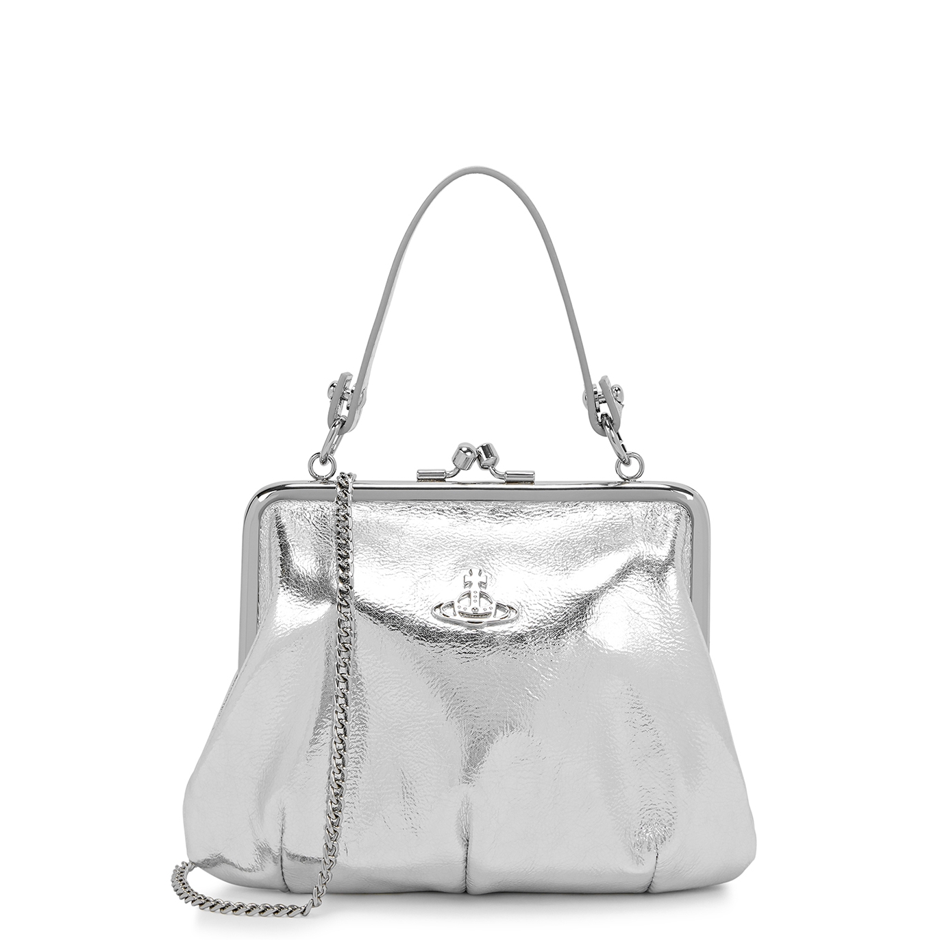Vivienne Westwood Granny Metallic Vegan Leather Top Handle Bag | ModeSens