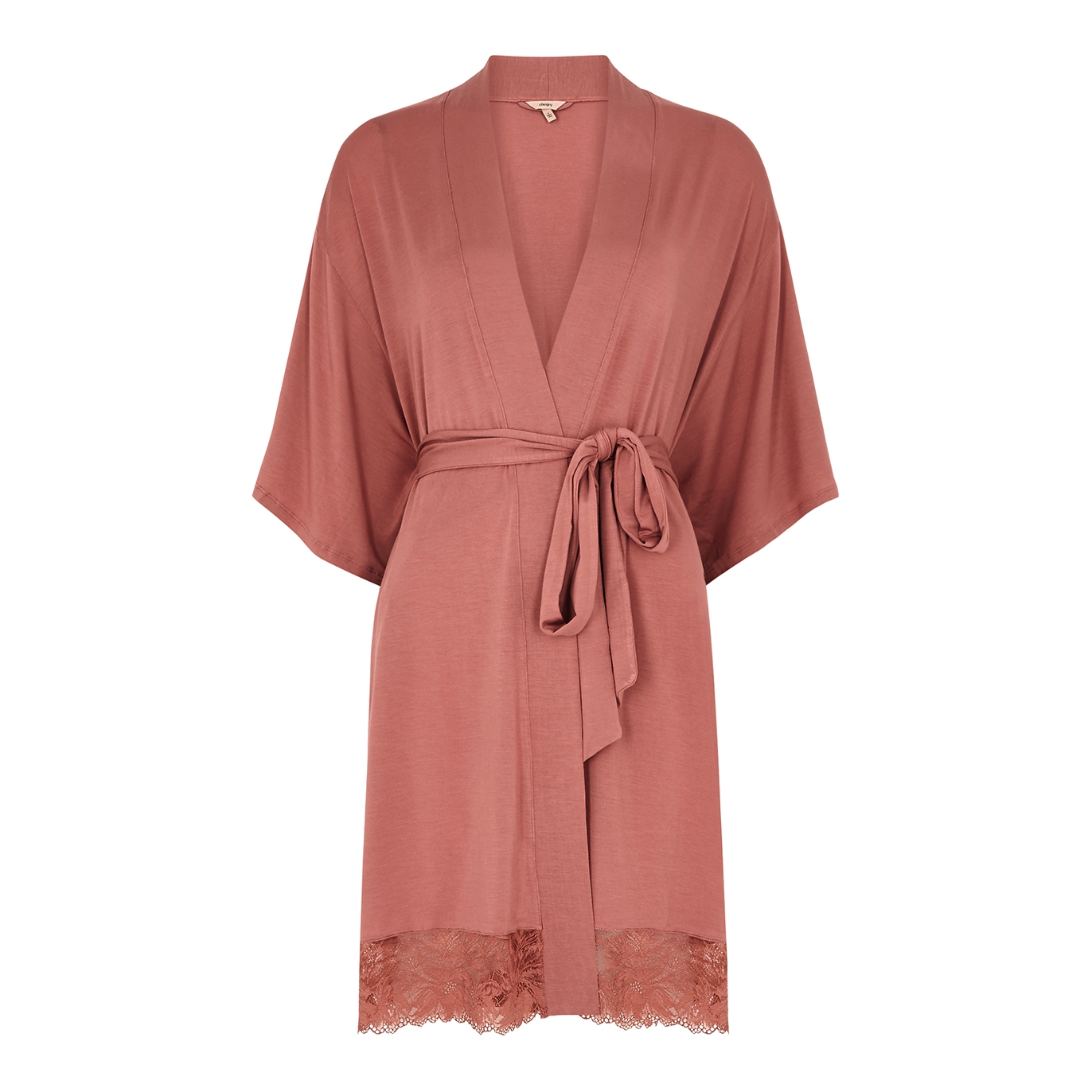 EBERJEY ROSALIA LACE-TRIMMED STRETCH-JERSEY dressing gown
