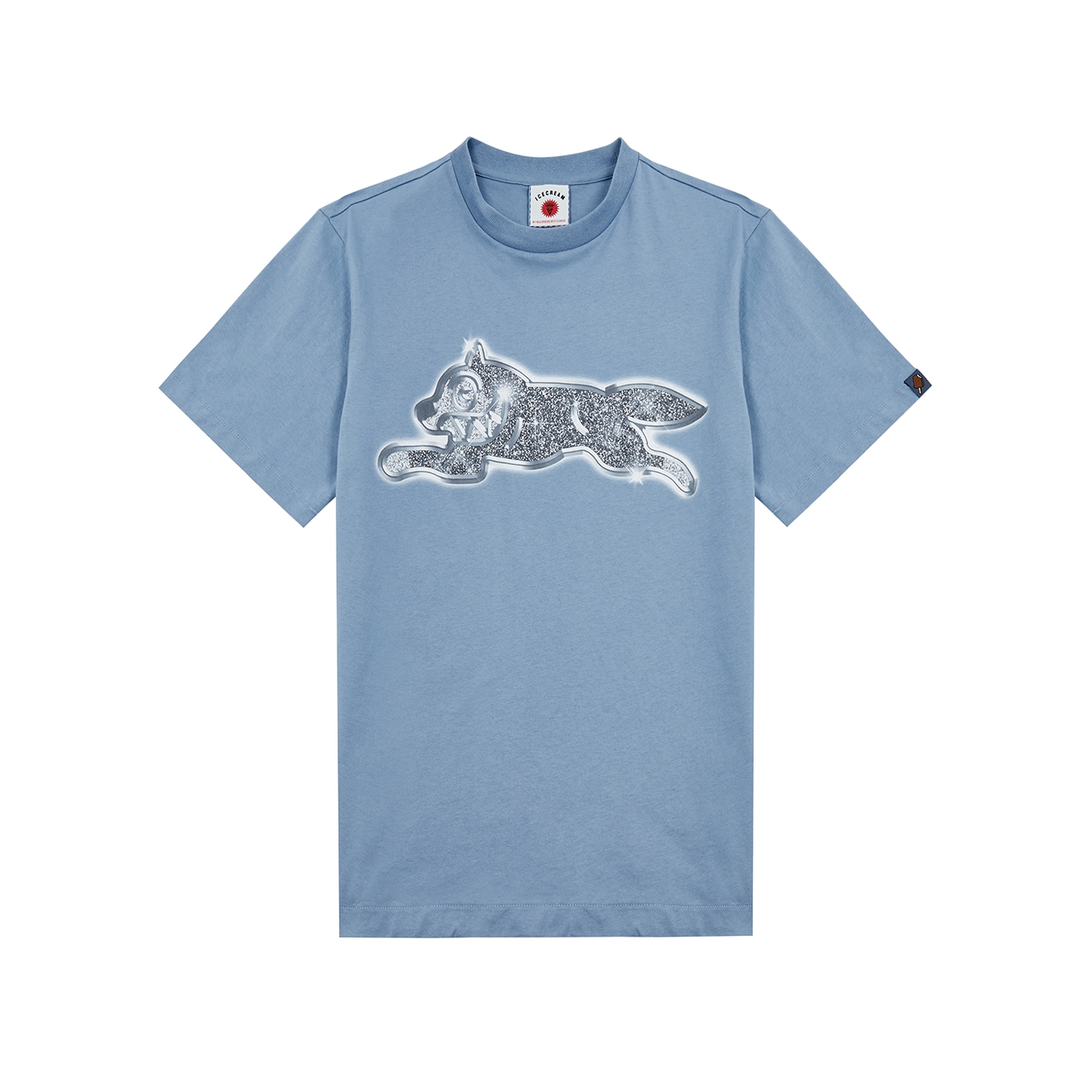 Ice Cream Running Dog Printed Cotton T-shirt - Blue - S