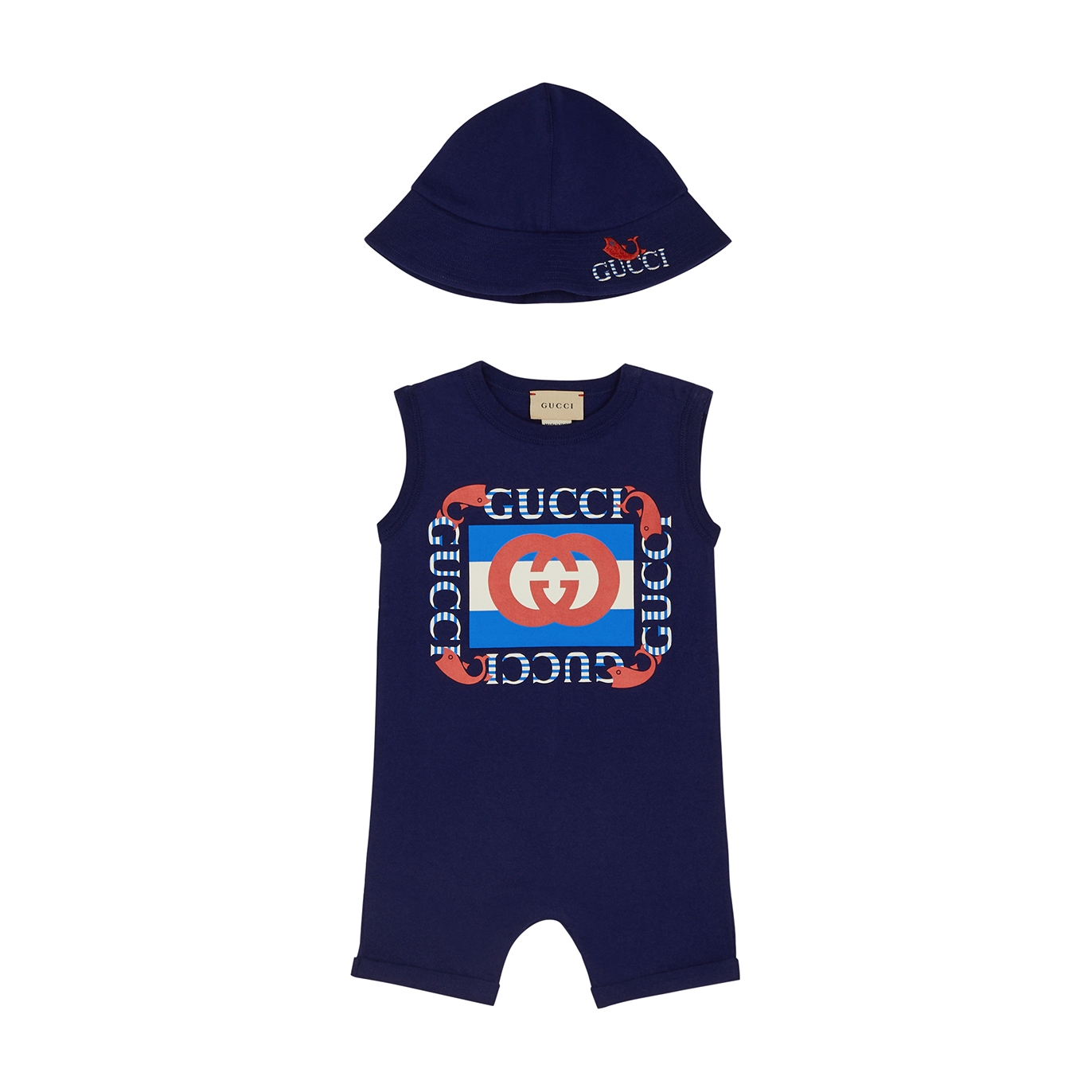 Gucci Blue Set For Baby Boy With Vintage  Logo
