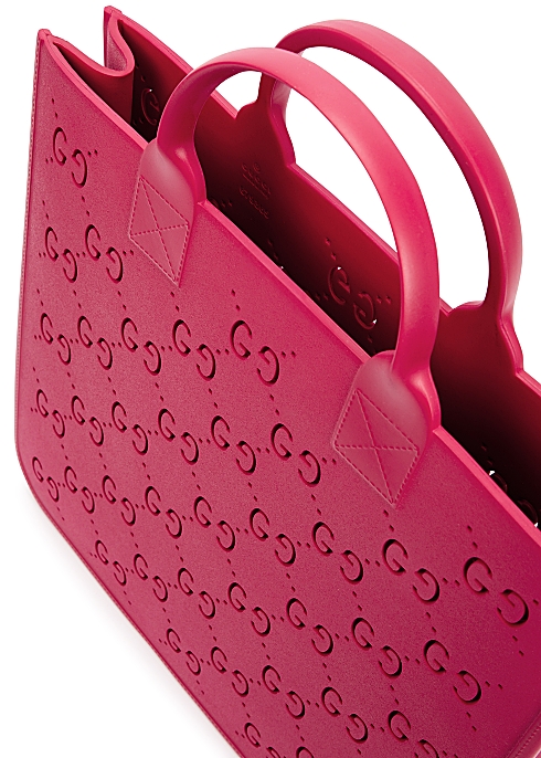 Children's GG tote bag in pink rubber