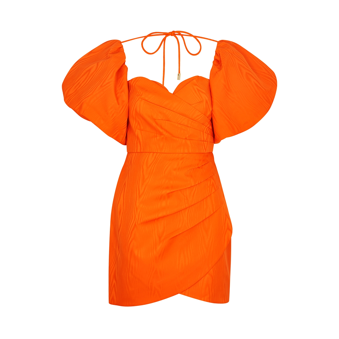 Rebecca Vallance Carmelita Pleated Puff-sleeve Mini Dress In Orange