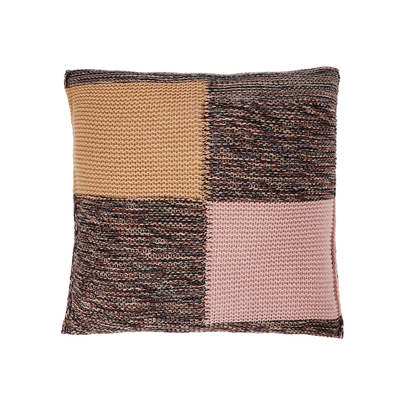 Inverni Patchwork-knit Cashmere Square Pillow - Brown - One Size