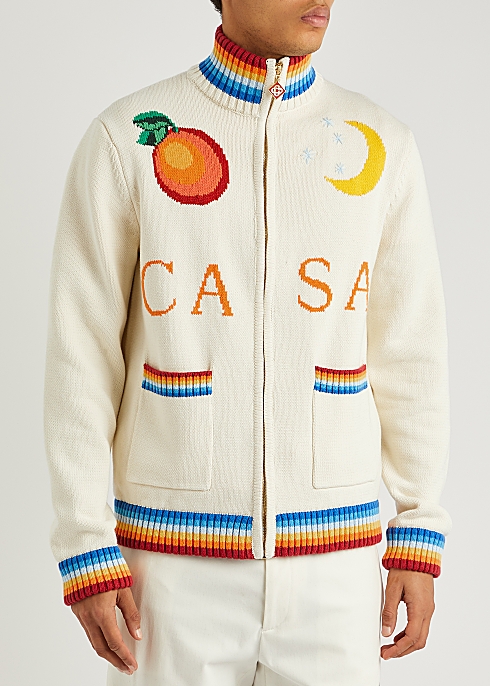 CASABLANCA Casa Club logo-intarsia knitted jacket - Harvey Nichols