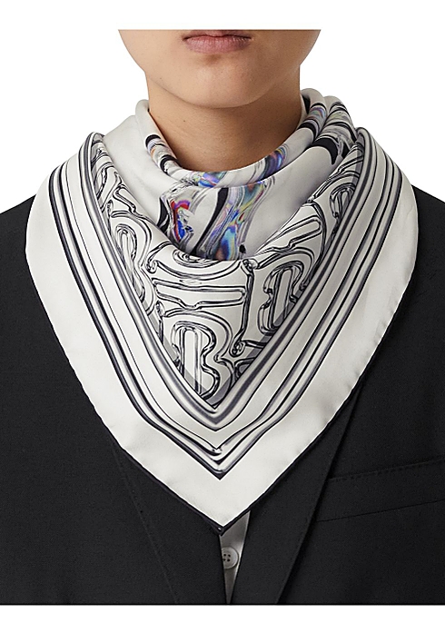 Burberry Metallic montage print silk square scarf - Harvey Nichols