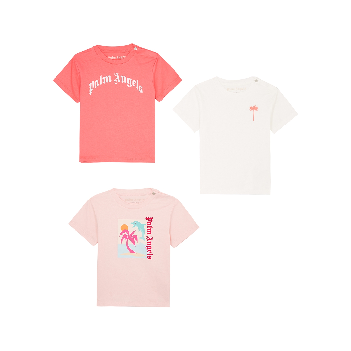 Logo Cotton T Shirt in Red - Palm Angels Kids