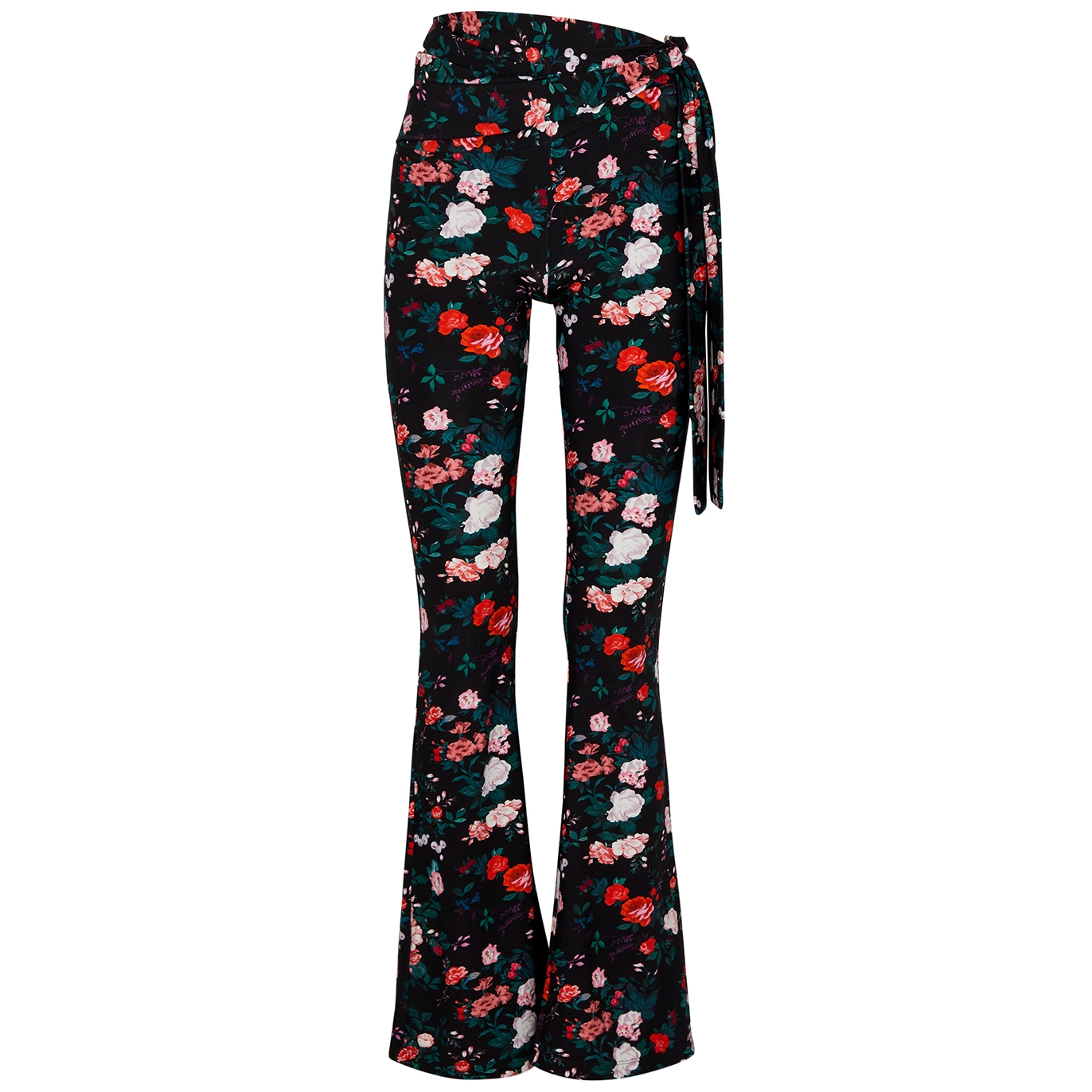 RABANNE FLORAL-PRINT FLARED JERSEY TROUSERS