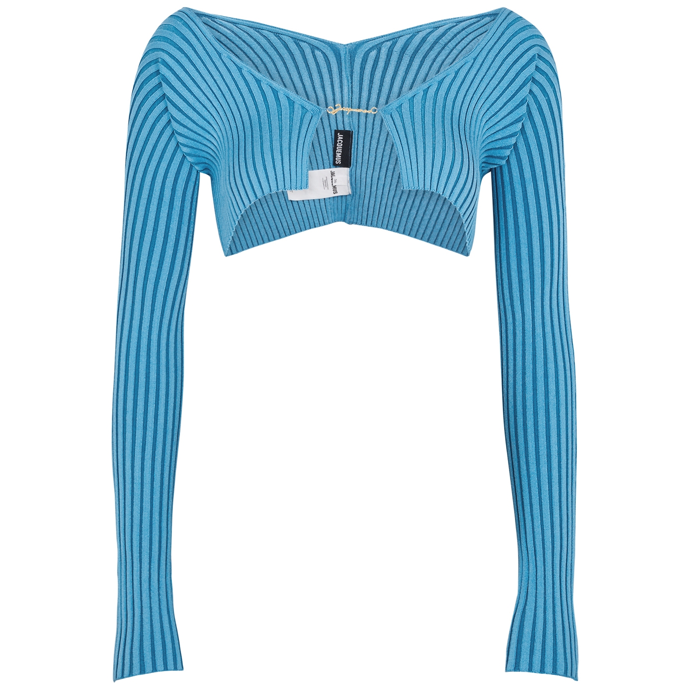 Jacquemus La Maille Pralù Cropped Ribbed-knit Top - Light Blue - 10