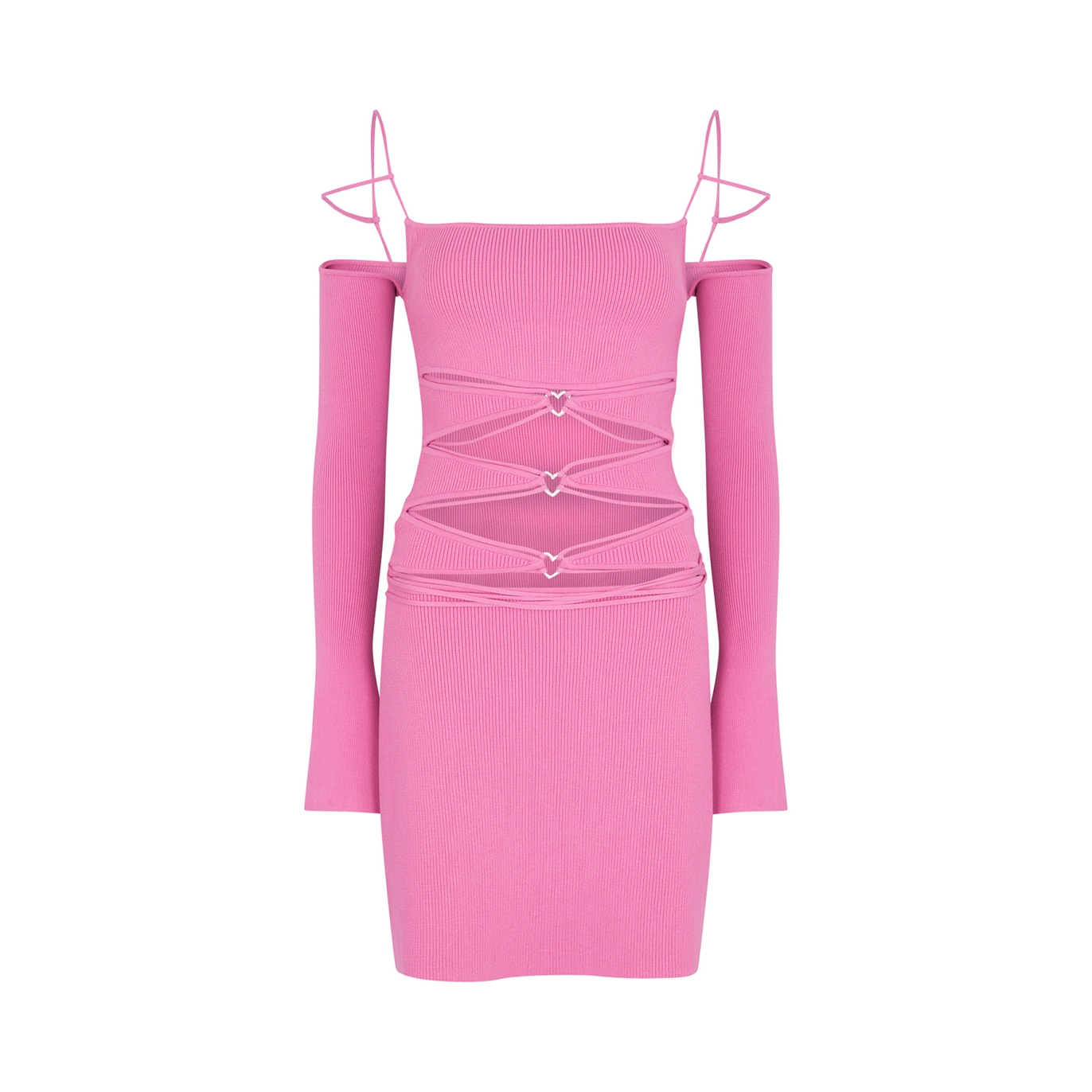 Mach & Mach Kimberley Cut-out Ribbed-knit Mini Dress - Pink - L