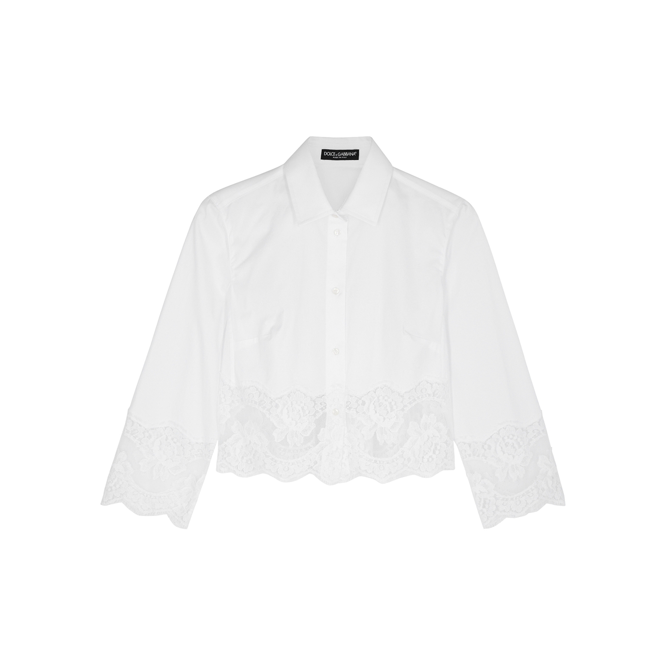 Dolce & Gabbana Lace-trimmed Cotton-blend Shirt