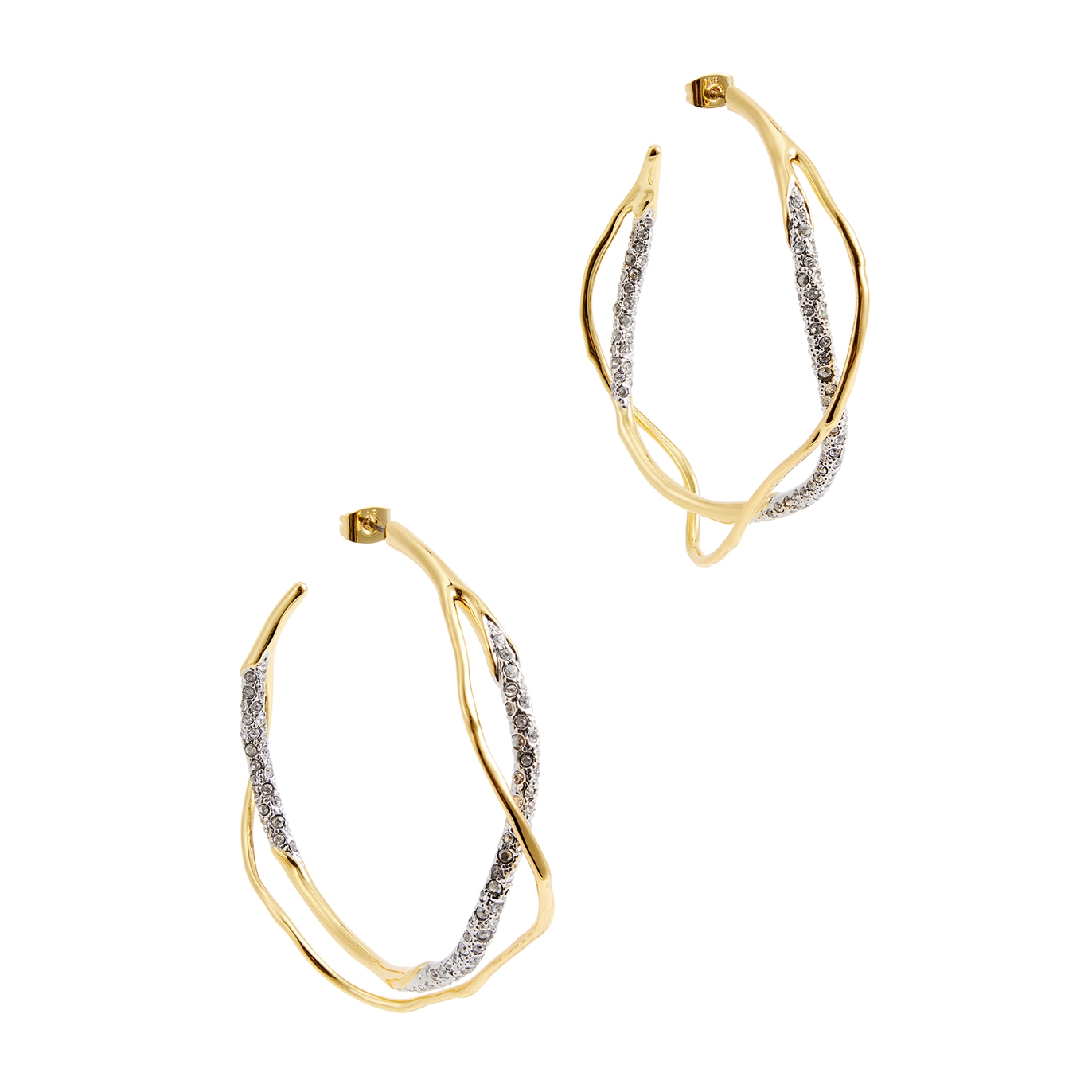 Alexis Bittar Intertwined Embellished 14kt Gold-plated Hoop Earrings