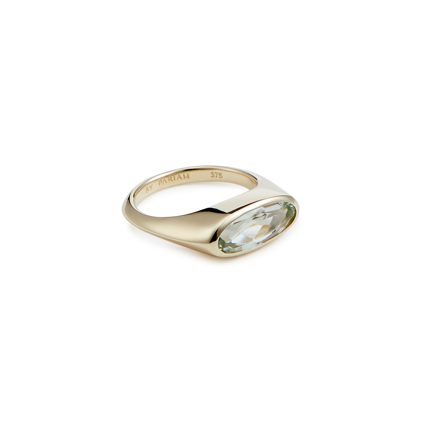 By Pariah The Orbit Embellished 9kt Gold Pinky Ring, Ring, Light Green - Black - 4