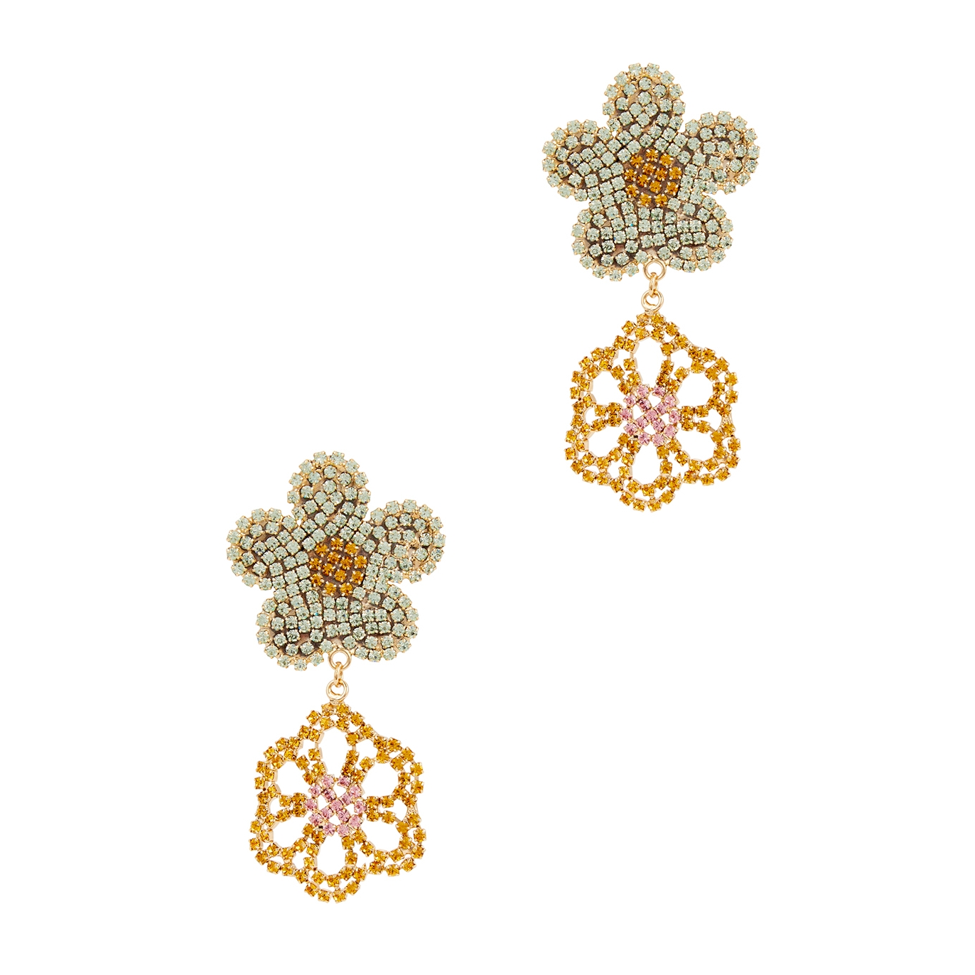 ROSANTICA FIORDALISO FLORAL-EMBELLISHED CLIP-ON EARRINGS