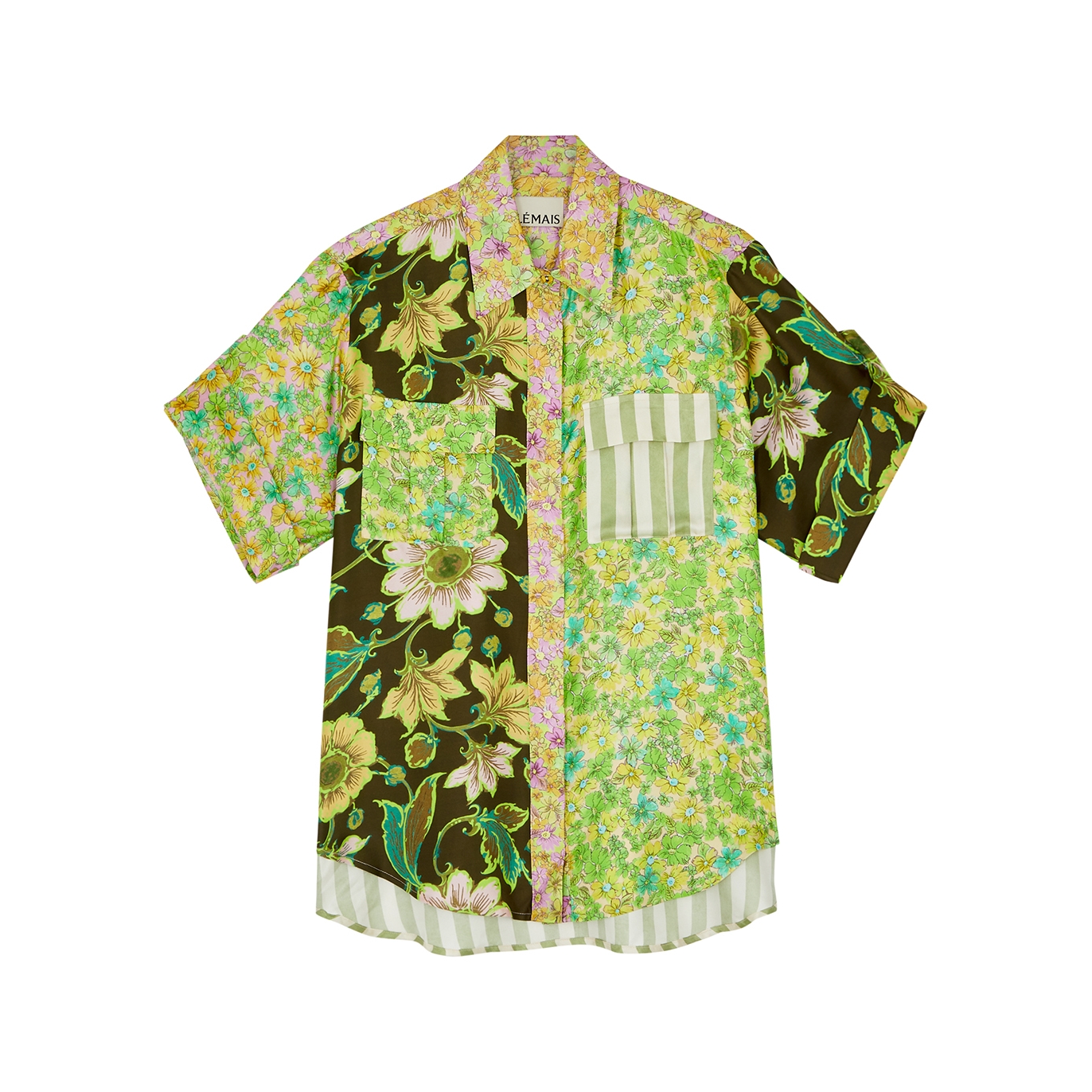 Alemais Winnie Patchwork Printed Silk-twill Shirt In Multicoloured