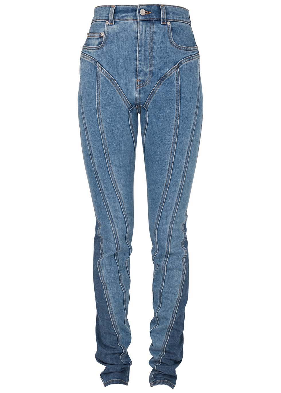 Mugler Spiral panelled skinny jeans - Harvey Nichols