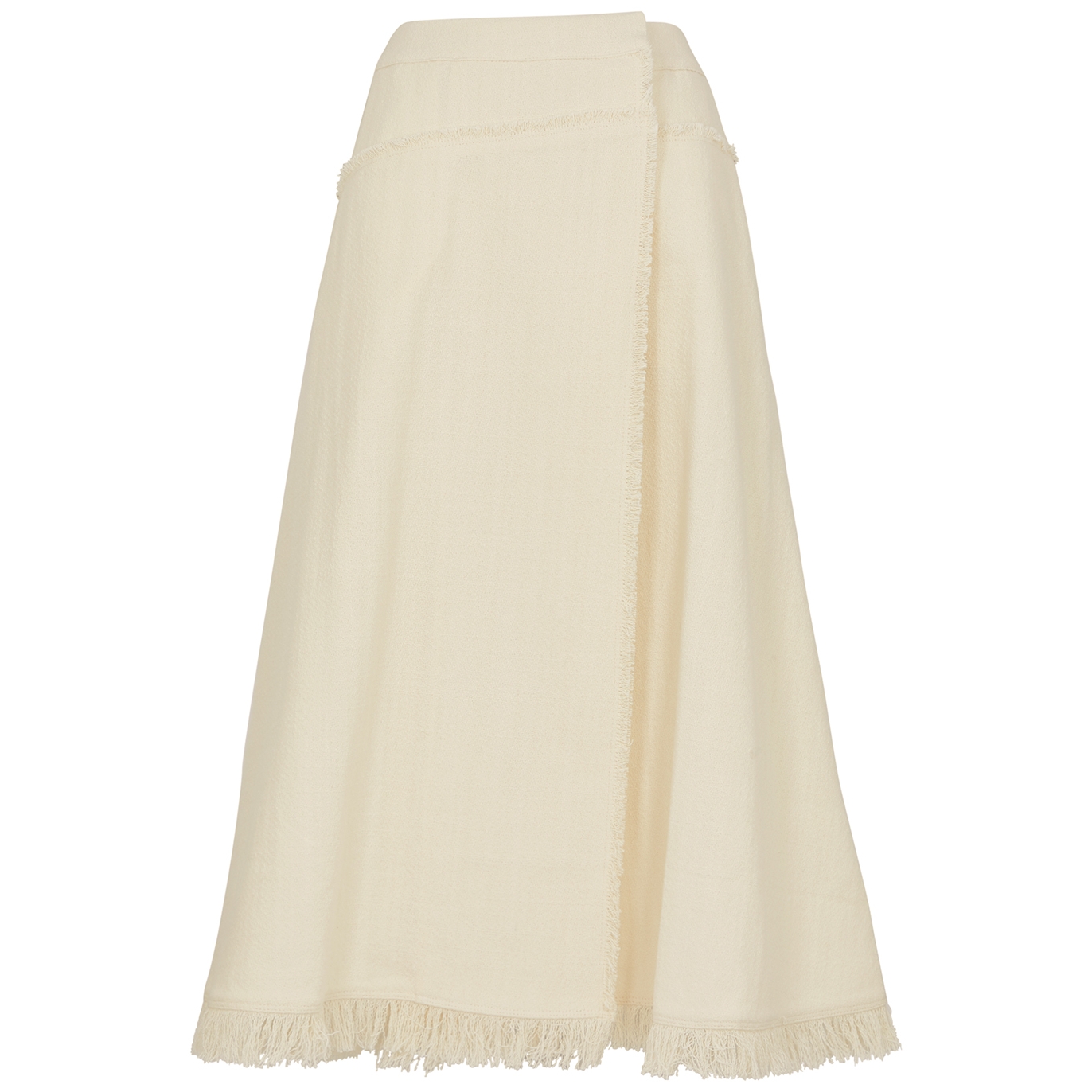 Skall Studio Suri Fringe-trimmed Cotton Midi Wrap Skirt In Off White ...