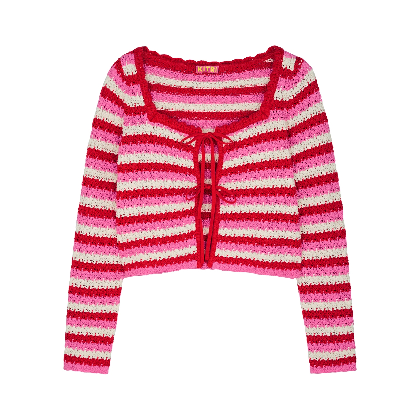 Kitri Dionne Striped Crochet Cardigan