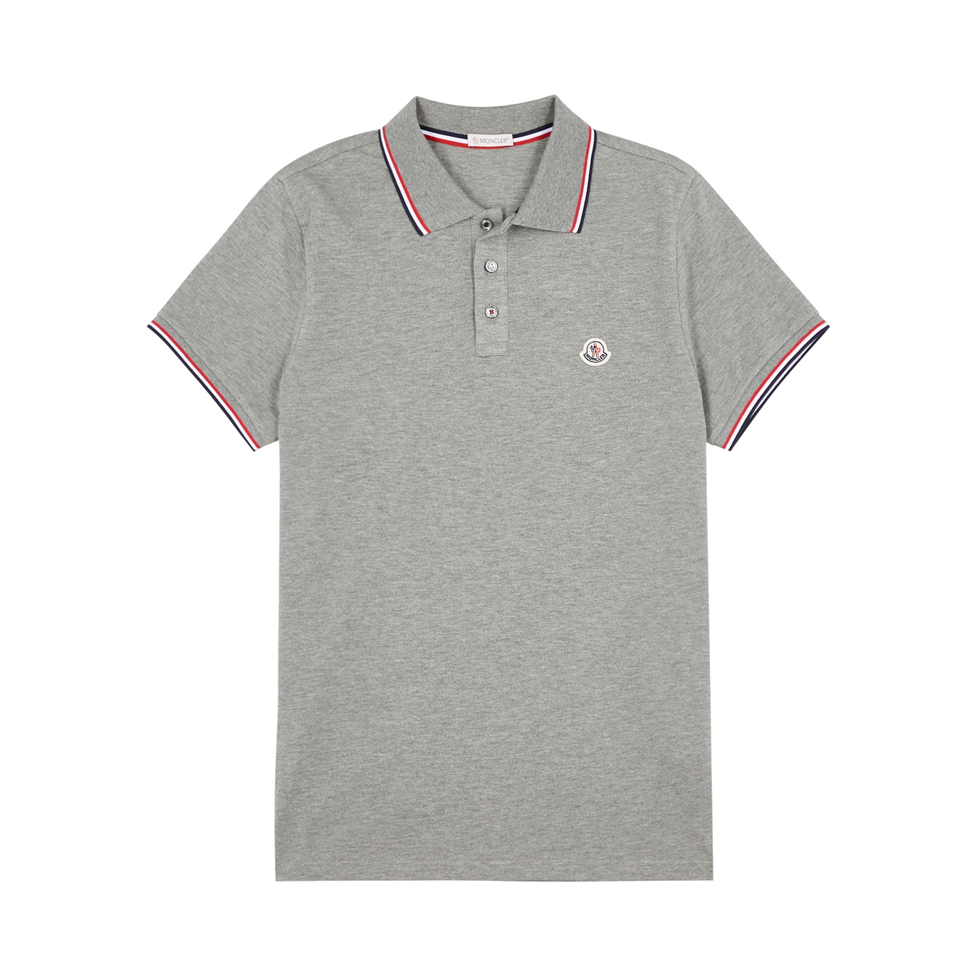 Moncler Basic Pique Cotton Polo Shirt In Grey