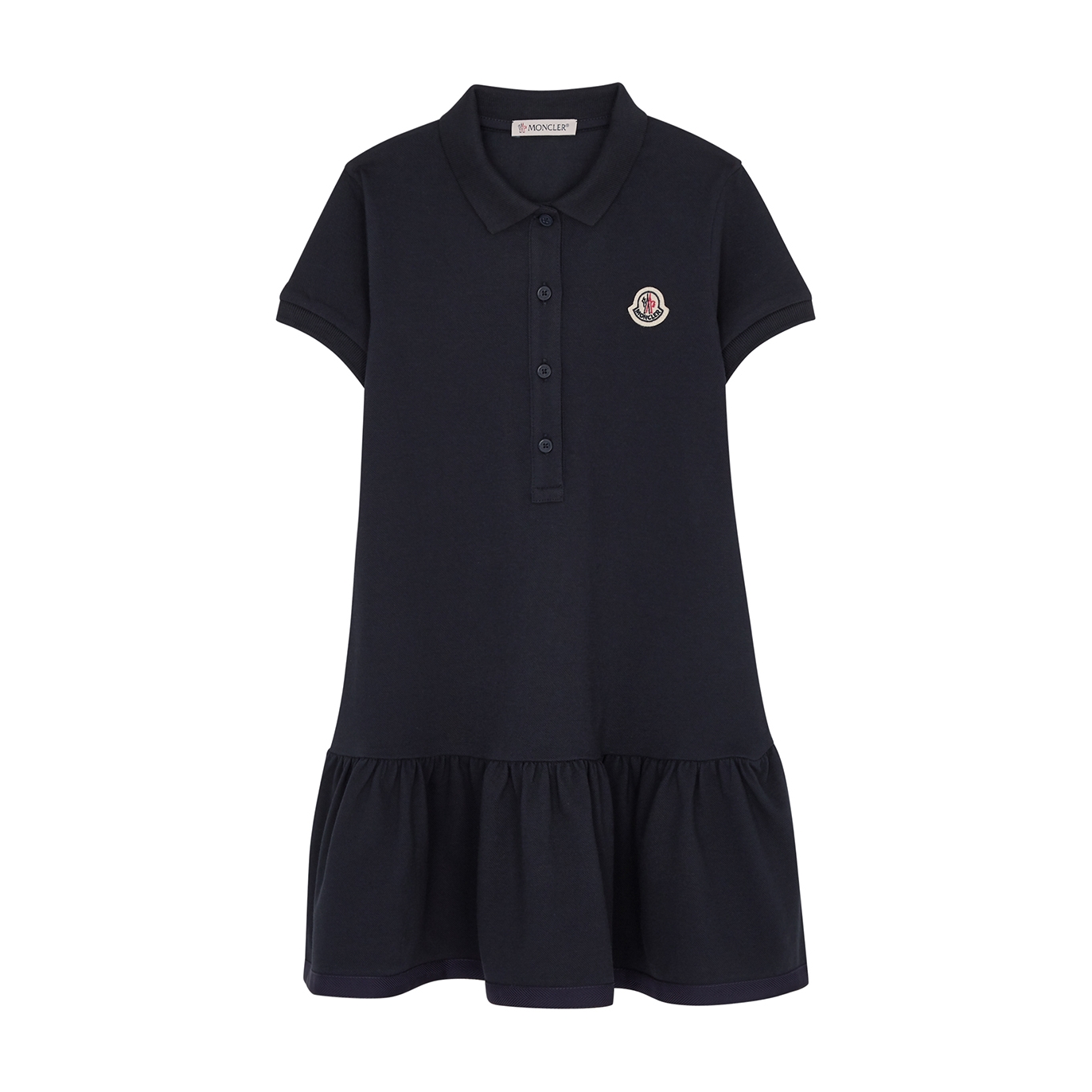 Moncler Kids' Brand Patch Tiered-hem Stretch-cotton Dress 4-14 Years In Navy