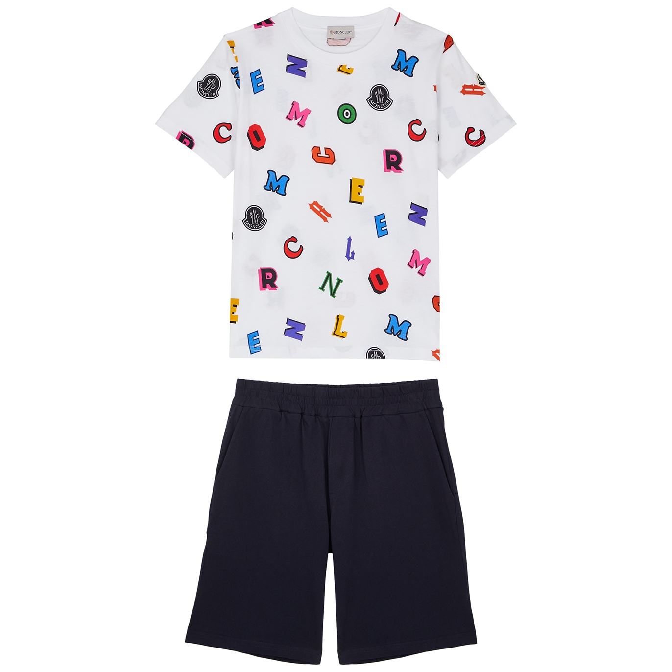 Moncler Kids Printed Cotton T-shirt And Shorts Set (12-14 Years) - White Other - 12 Years