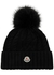 Pompom cable-knit wool-blend beanie - Moncler