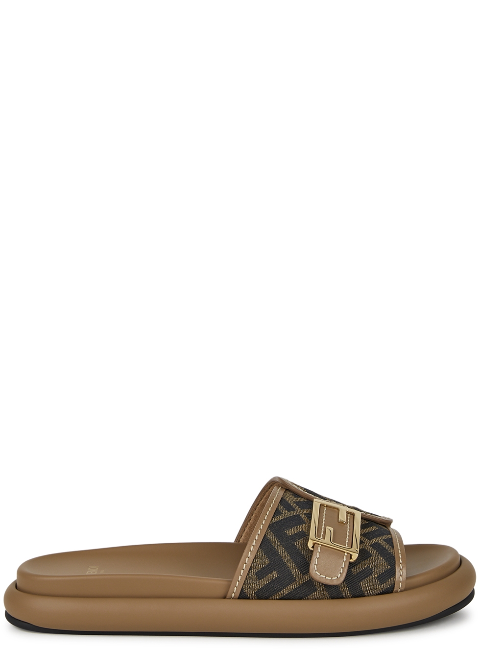 Fendi FF-jacquard leather sliders - Harvey Nichols