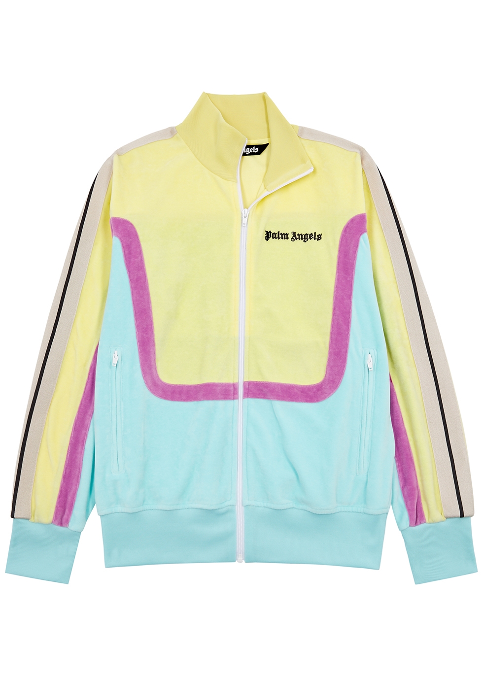 Polyester Zip Up Black and Pink Palm Angels Track Jacket - Jackets