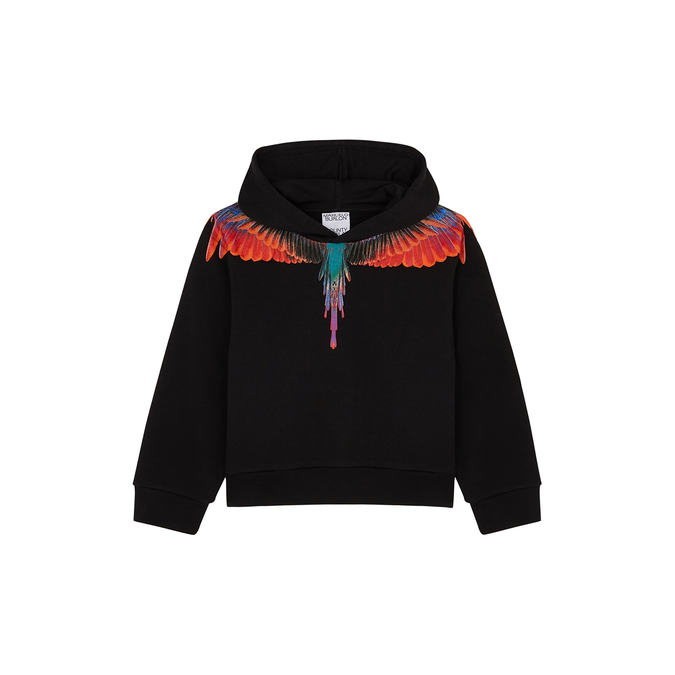 Marcelo Burlon County Of Milan Kids Wings-print Hooded Cotton Sweatshirt In Black Other