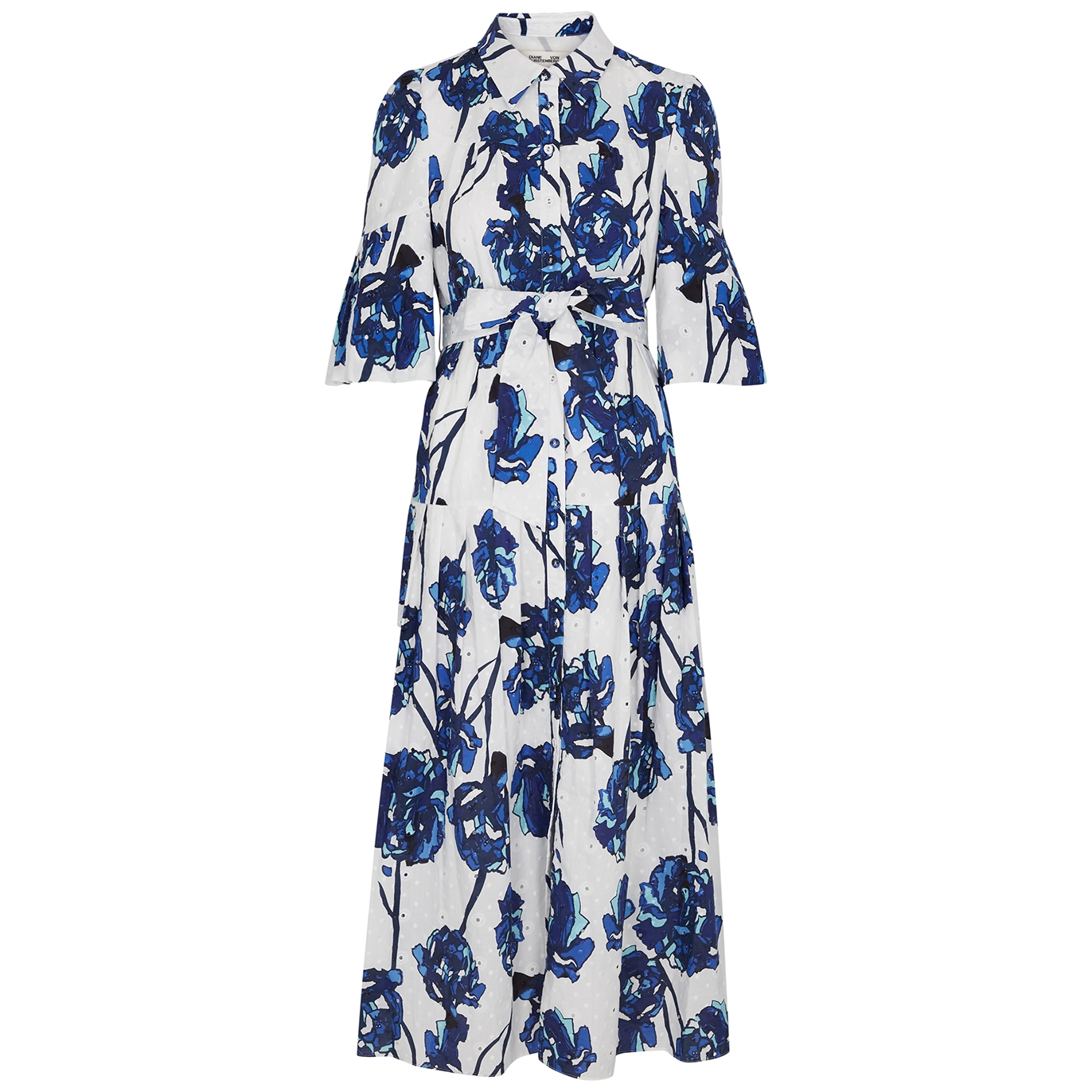 DIANE VON FURSTENBERG DIANE VON FURSTENBERG AVEENA PRINTED BRODERIE ANGLAISE COTTON SHIRT DRESS
