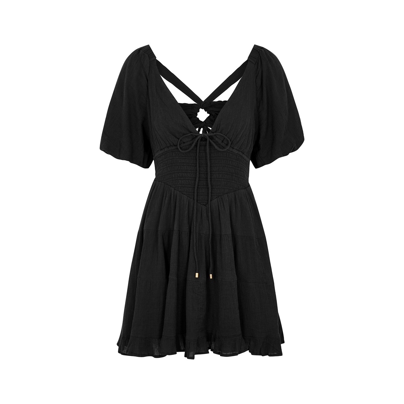 Free People Perfect Day Cotton-gauze Mini Dress In Black | ModeSens