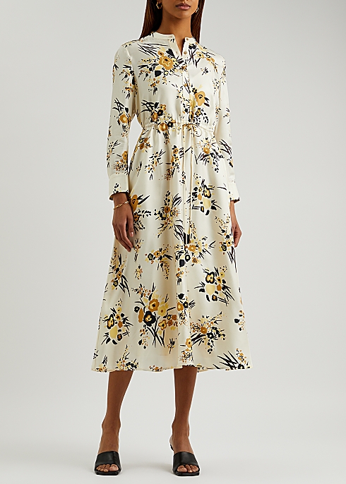 Tory Burch Floral-print silk midi shirt dress - Harvey Nichols