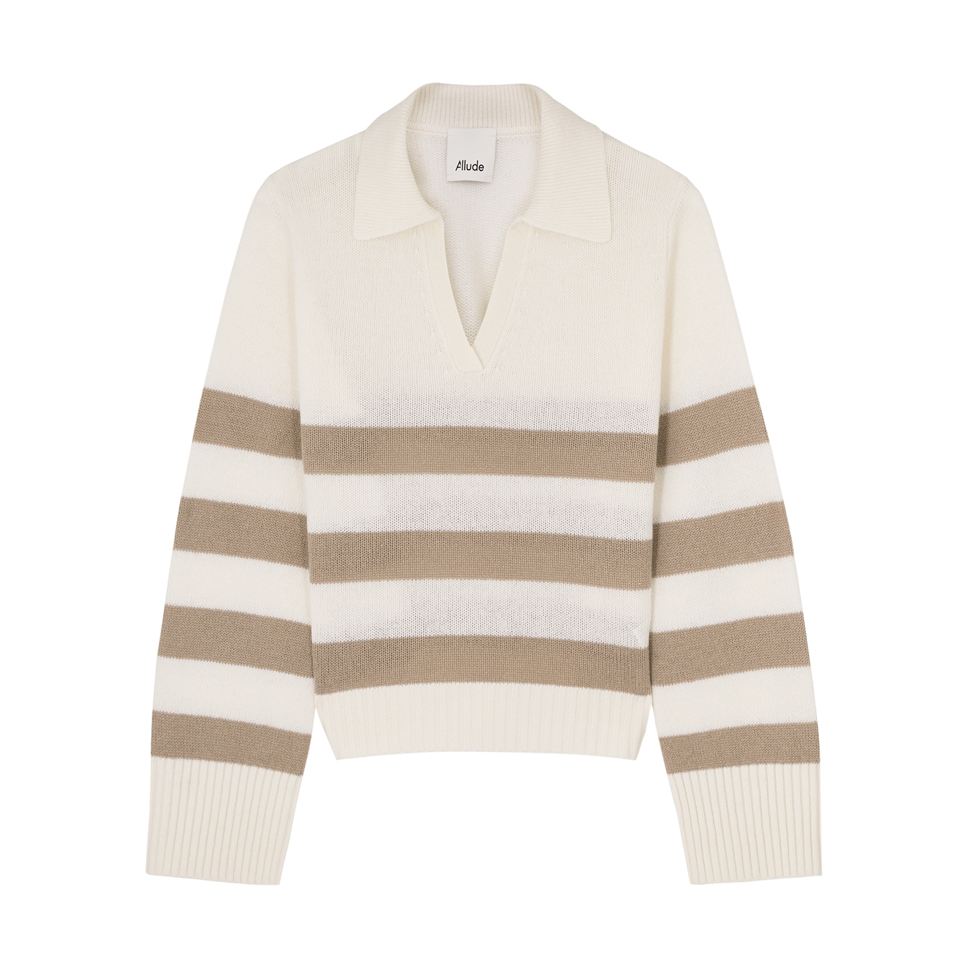 Allude Striped Wool And Cashmere-blend Sweater In Brown