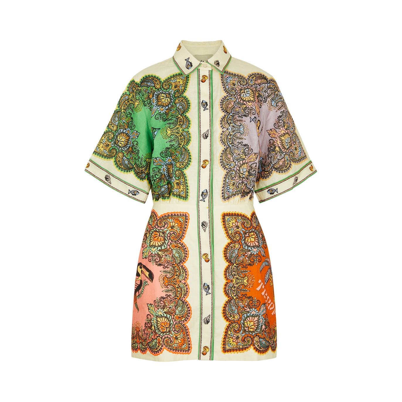 Alemais Trippy Troppo Printed Linen Mini Dress In Multicoloured 1