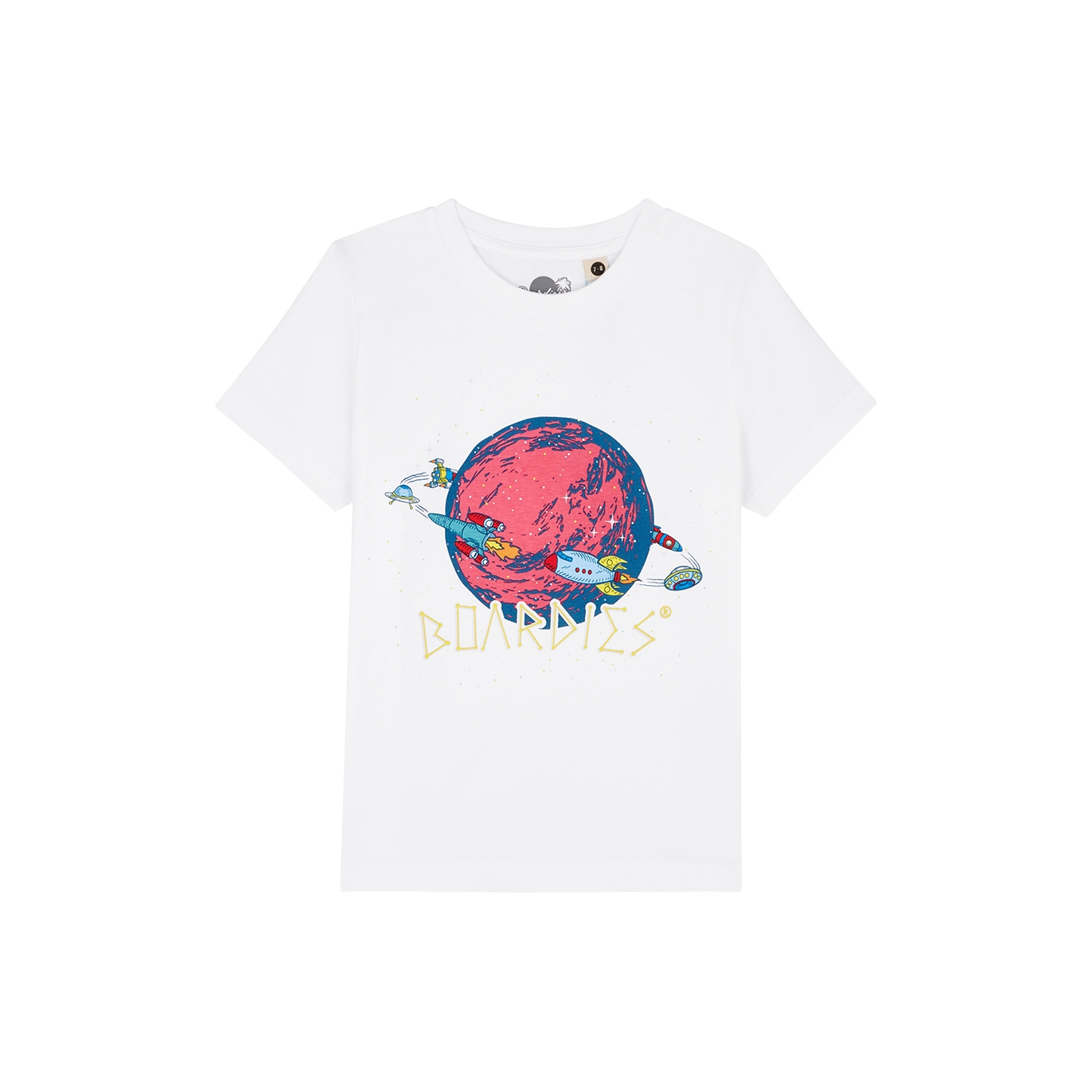 Boardies Kids Rockets Printed Cotton T-shirt In White