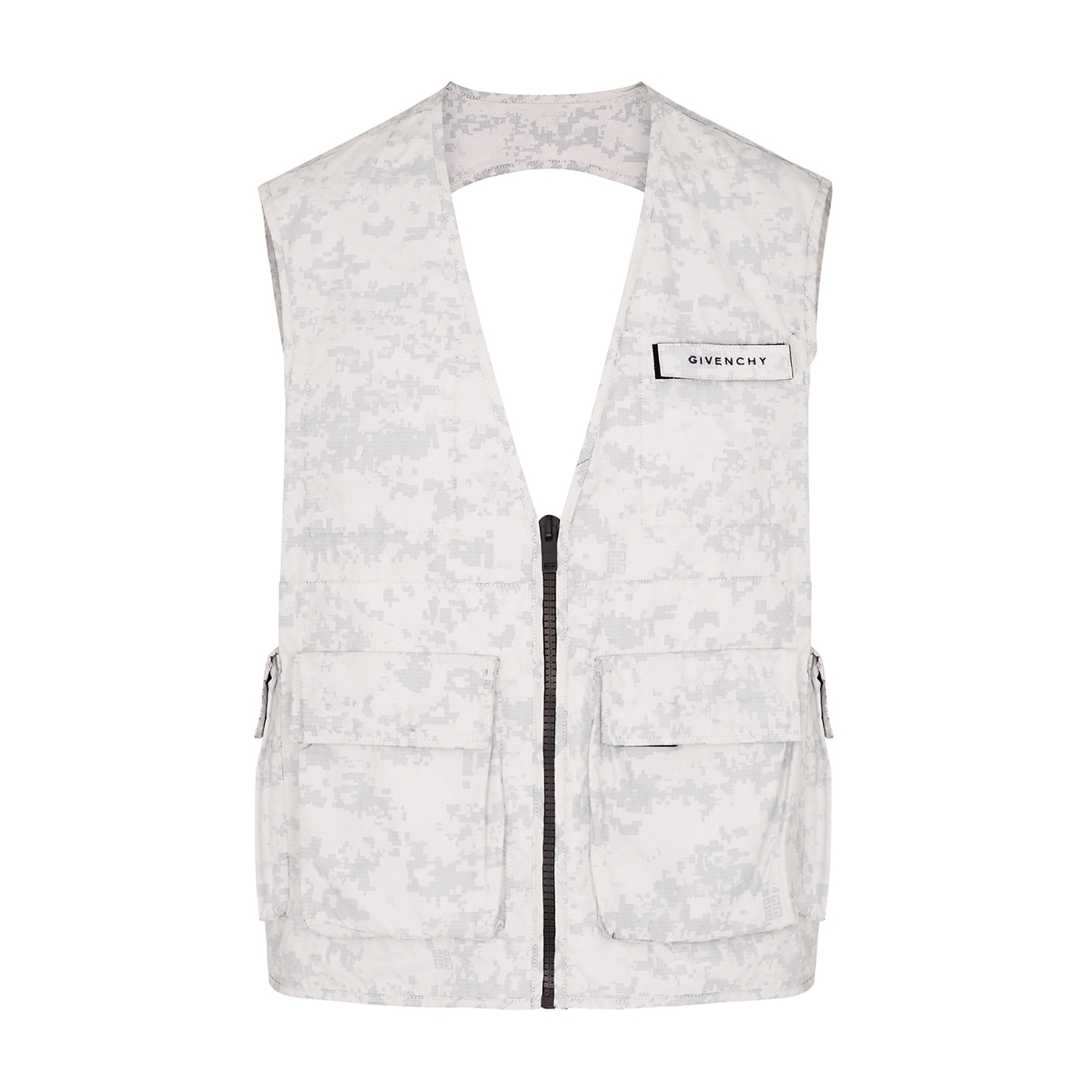 GIVENCHY CAMOUFLAGE-PRINT SHELL CARGO GILET