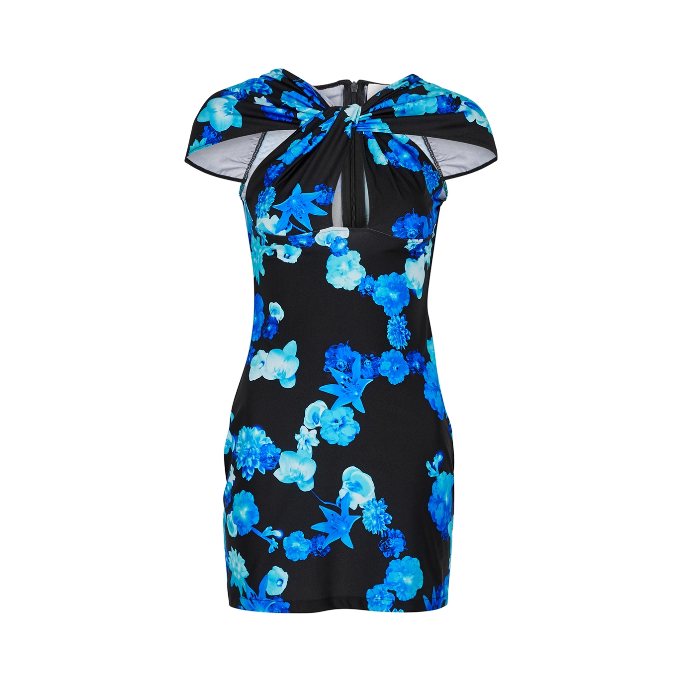 Coperni Floral-print Stretch-jersey Mini Dress - Blue - L