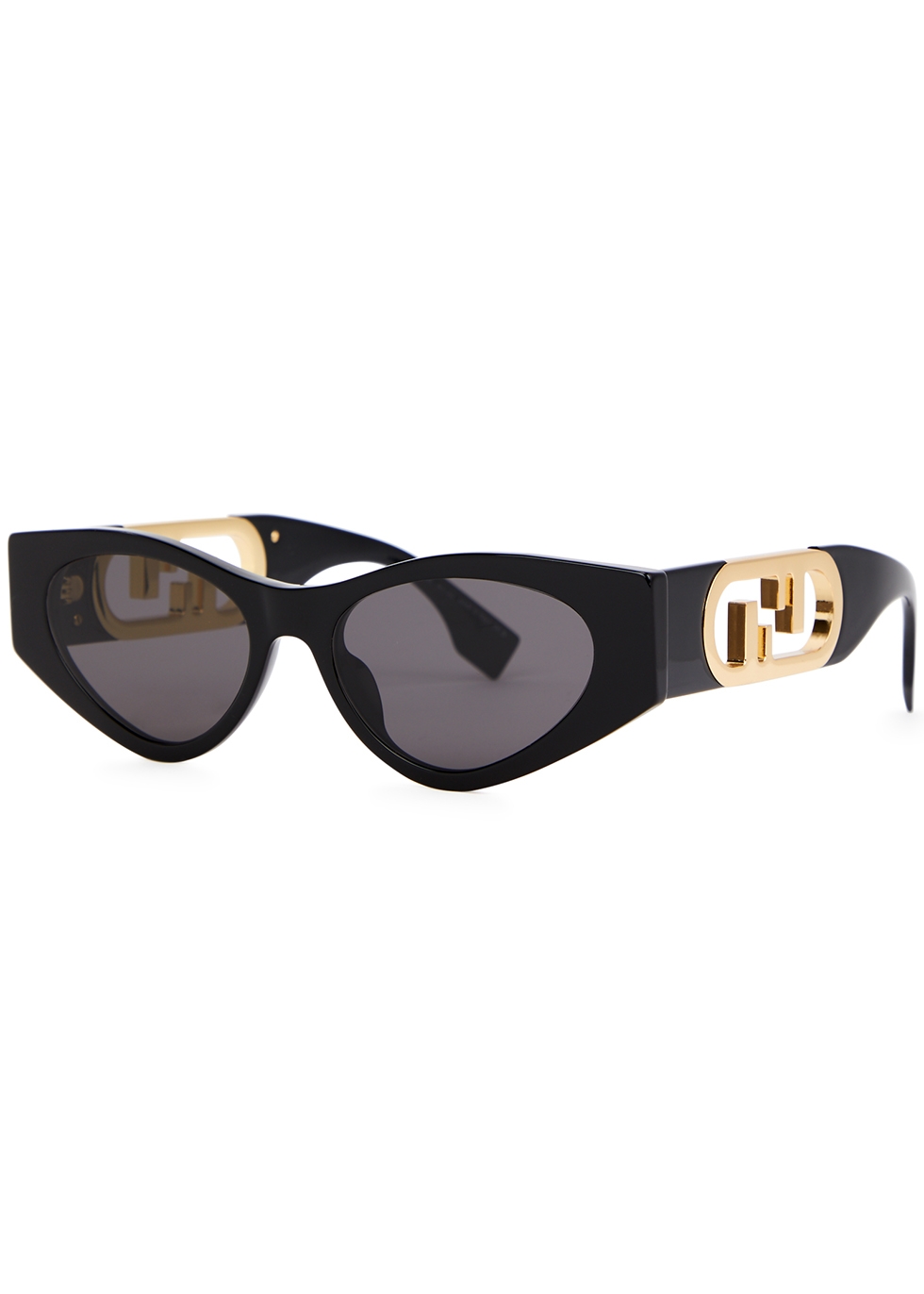 Fendi Women's Maxi O'lock 54mm Cat Eye Sunglasses In Shiny Black 