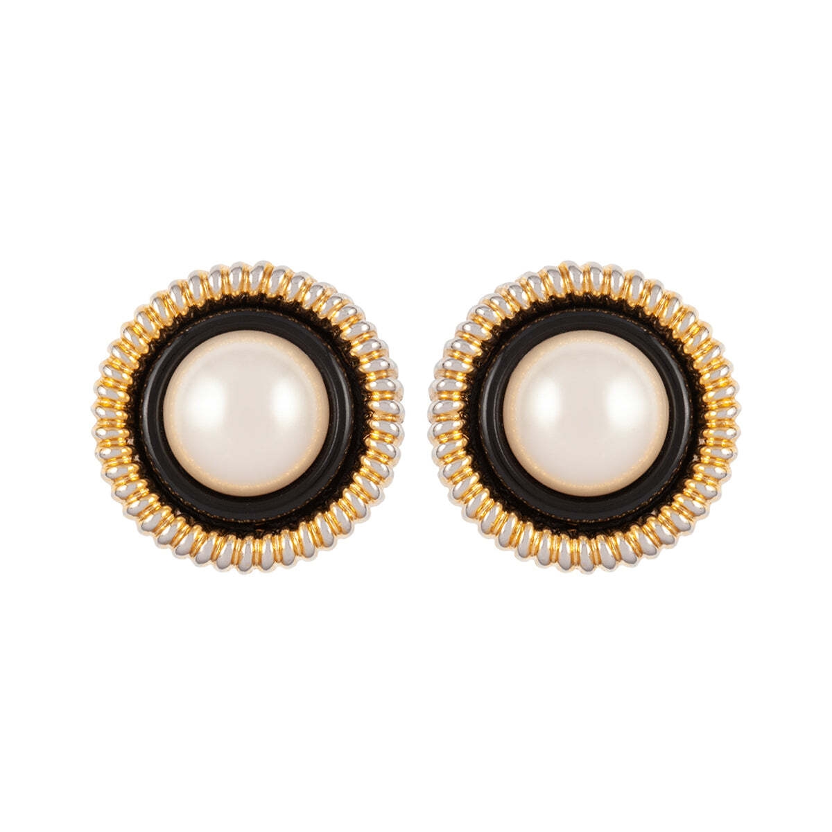 Buy Vintage CHANEL Golden Round Shape Faux Pearl Earrings With Online in  India  Etsy
