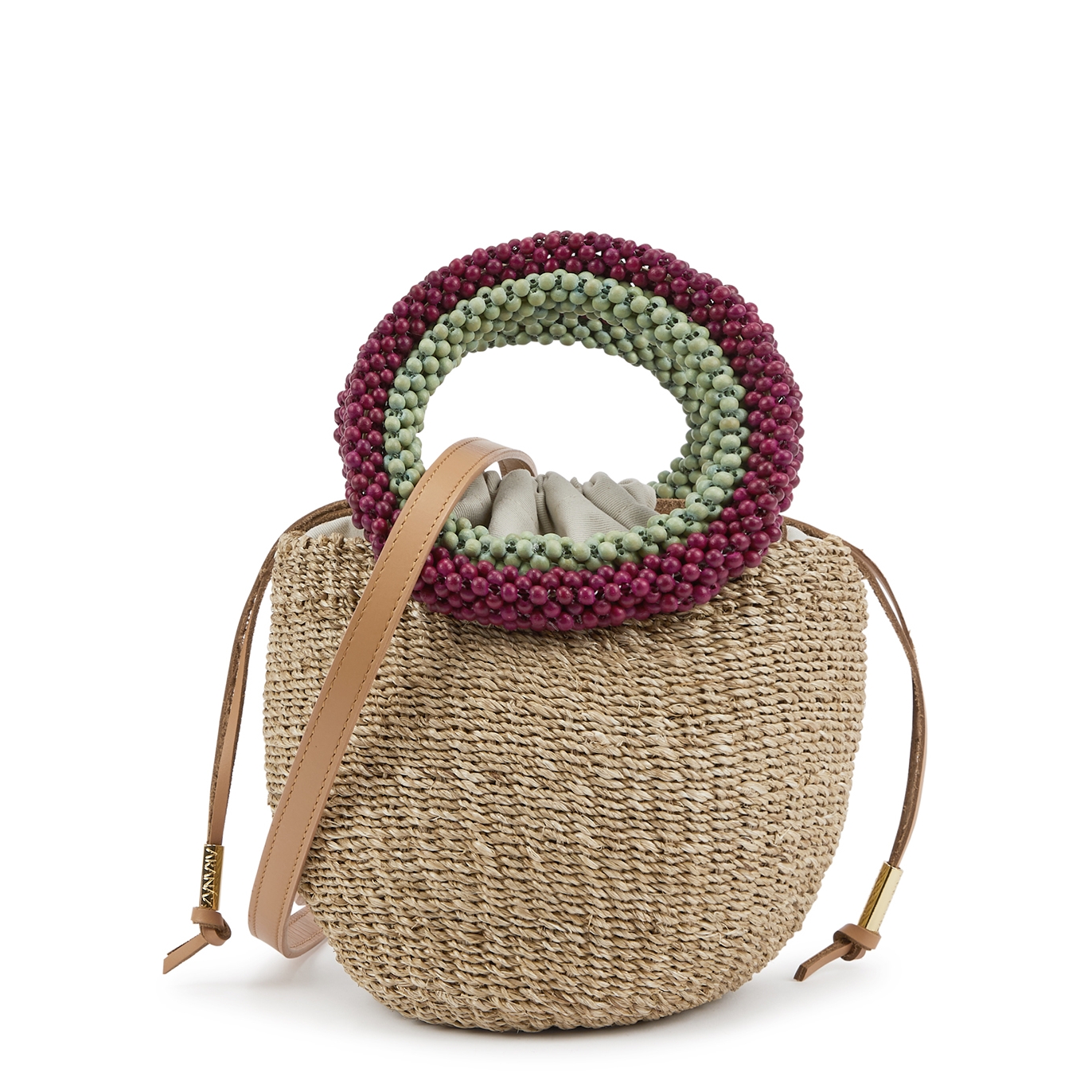 Aranaz Carmen Mini Raffia Basket Bag In Multicoloured