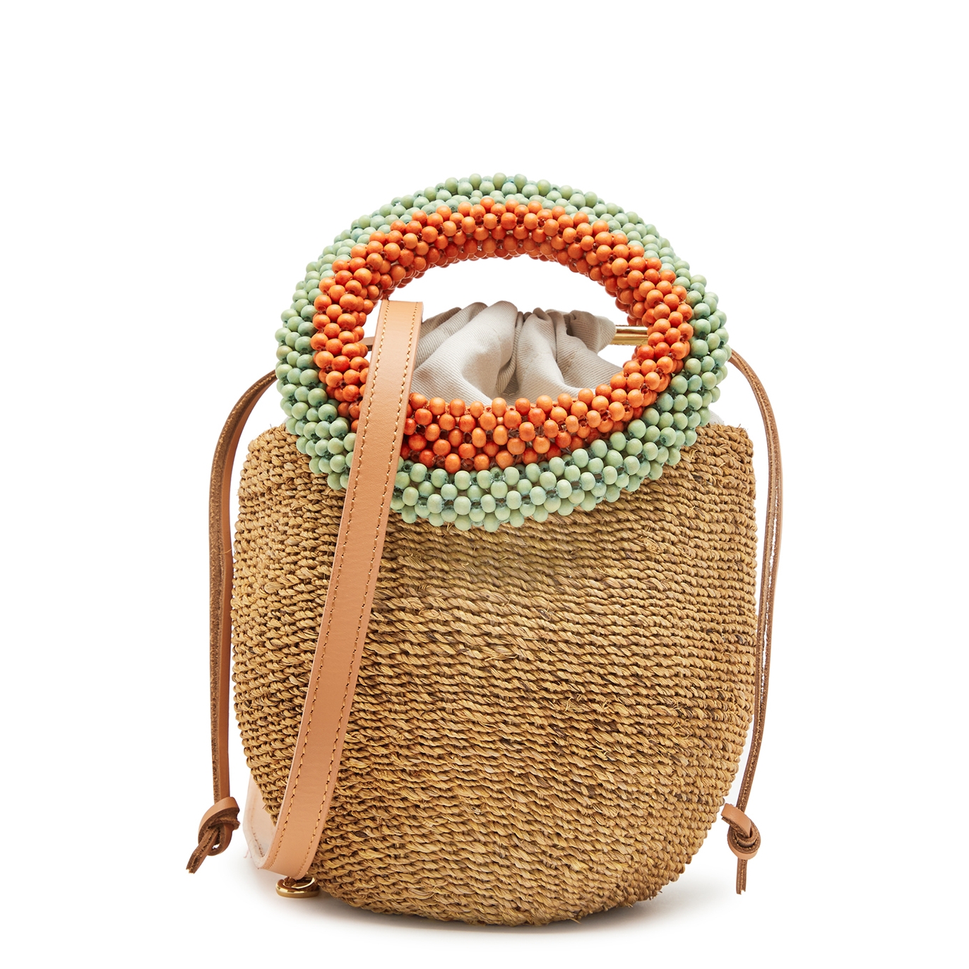 Aranaz Carmen Mini Raffia Basket Bag In Brown