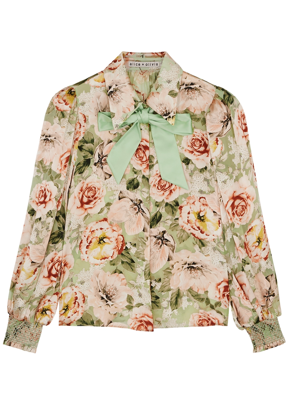 Alice + Olivia Brentley floral satin-devoré blouse - Harvey Nichols