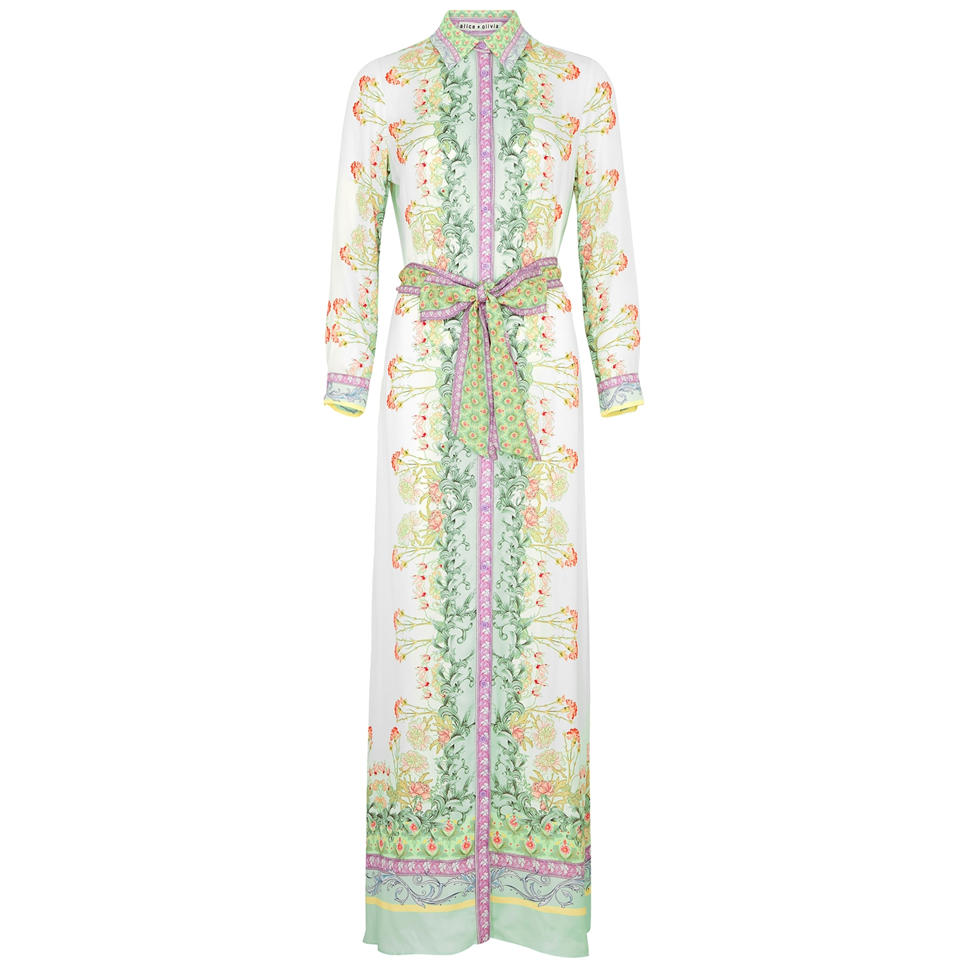 ALICE AND OLIVIA CHASSIDY FLORAL-PRINT SATIN MAXI DRESS