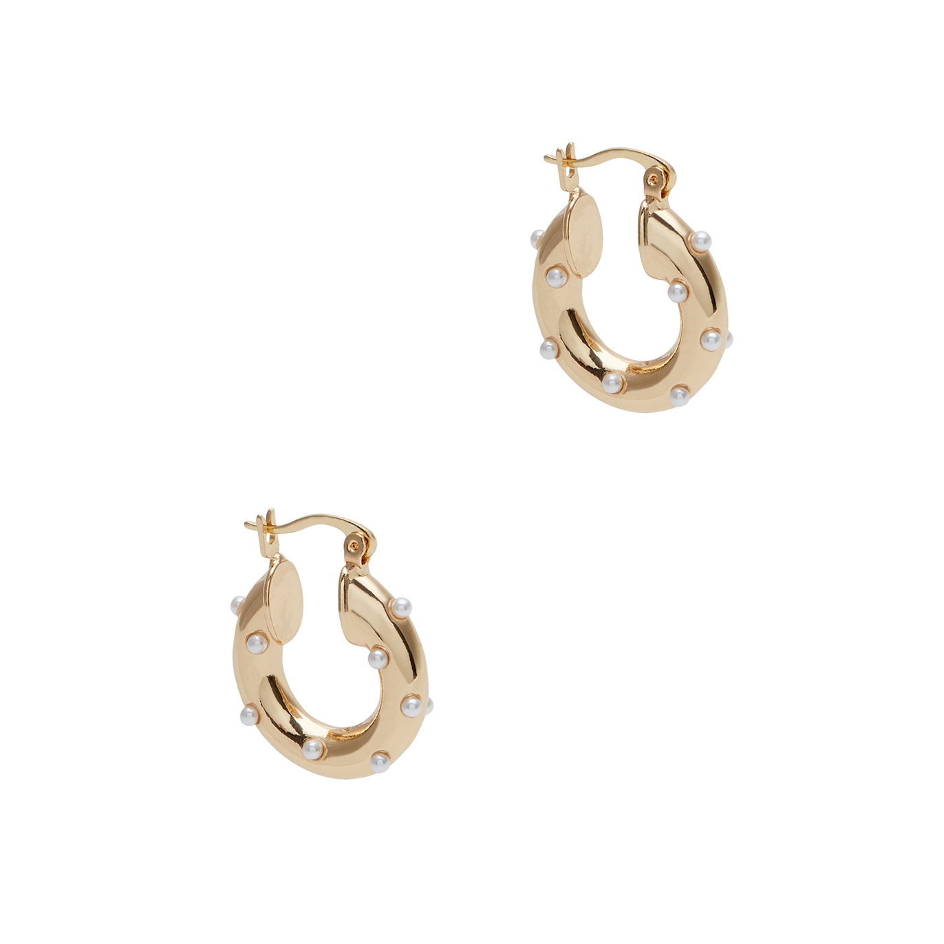 Fallon Pearl-embellished Gold-plated Hoop Earrings