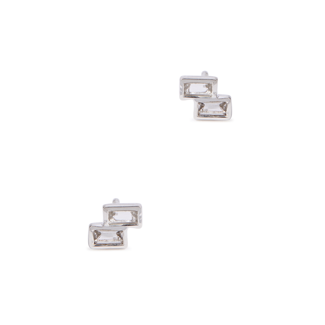 Daisy London Tetris Sparkle Sterling Silver Stud Earrings