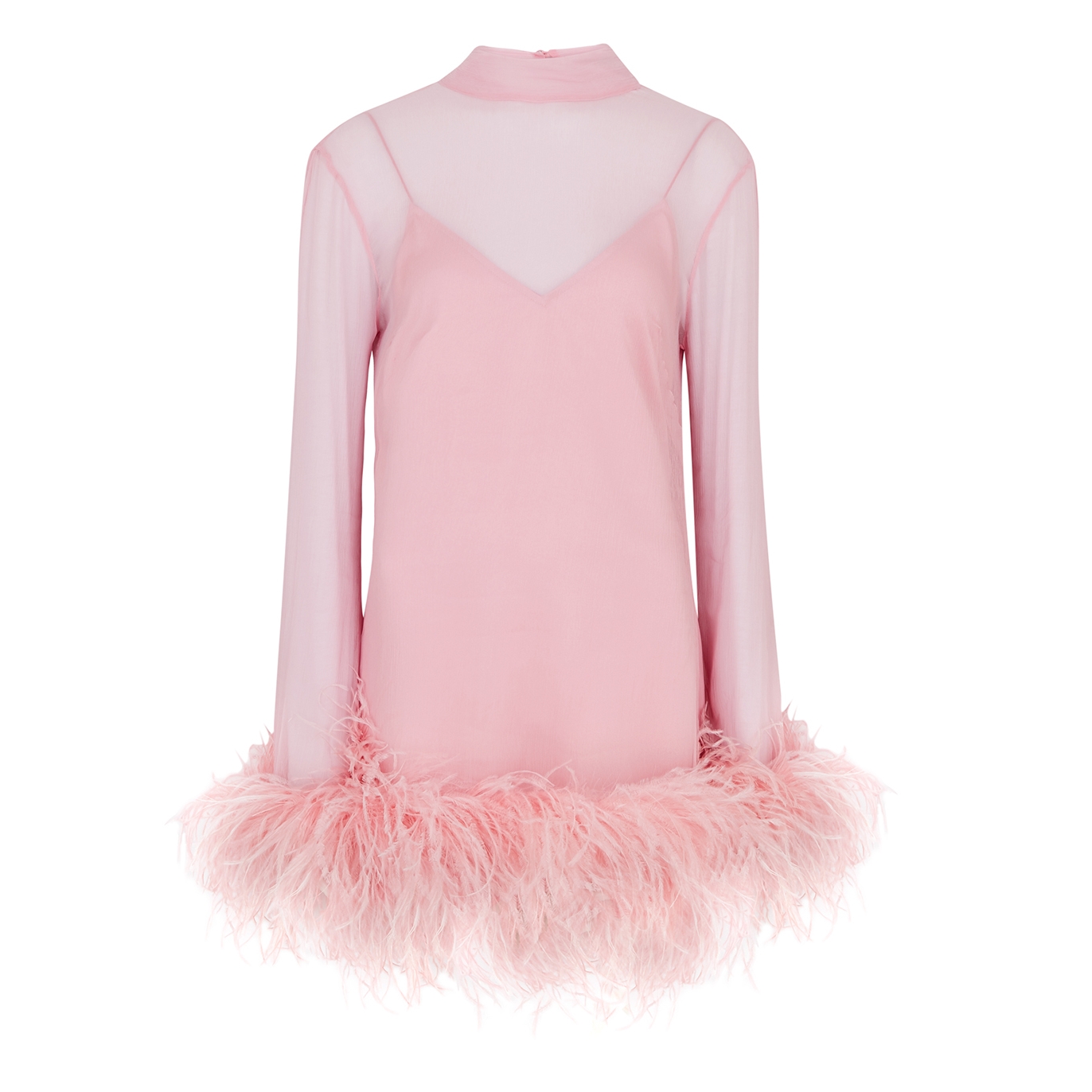 Taller Marmo Gina Feather-trimmed Silk-chiffon Mini Dress - Pink - 10