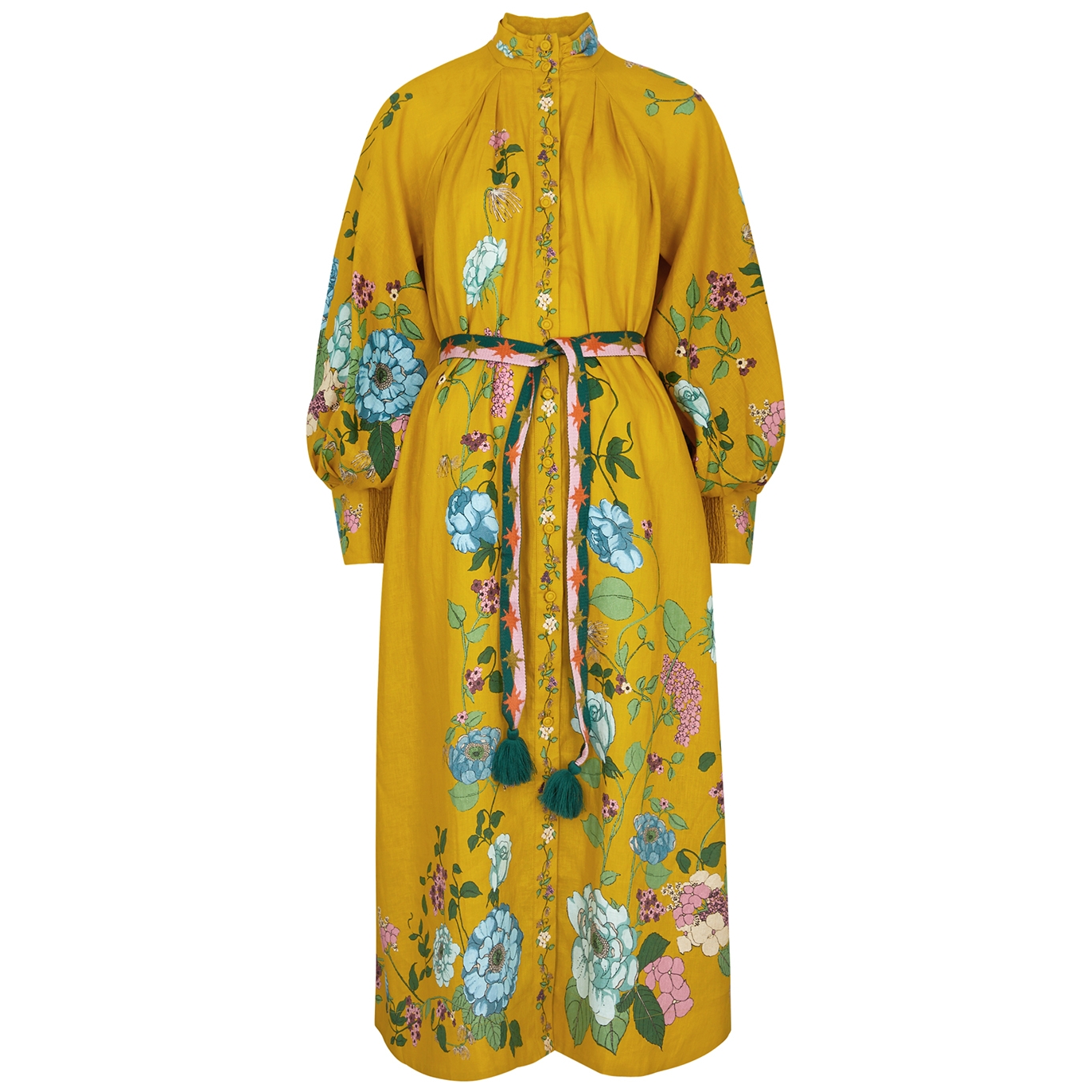 Alemais Dana Printed Linen Maxi Dress - Gold - 16