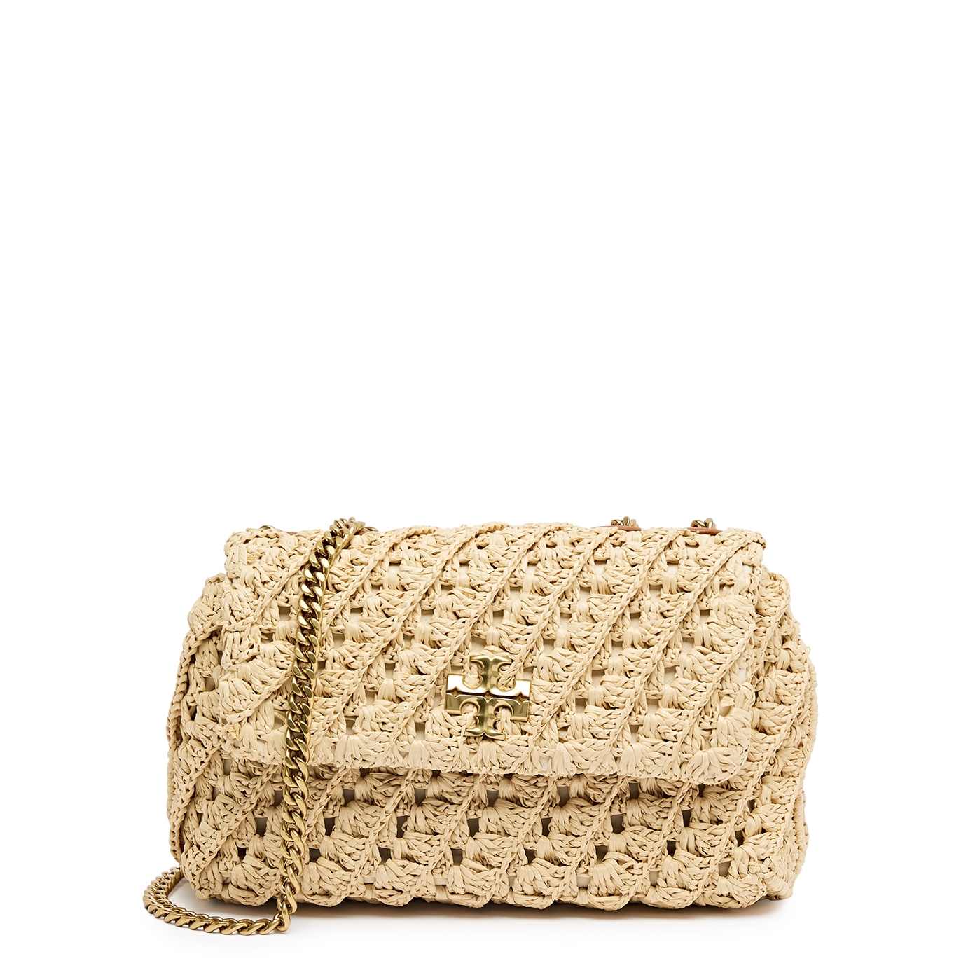 Tory Burch Kira Small Crochet Raffia Shoulder Bag In Natural | ModeSens