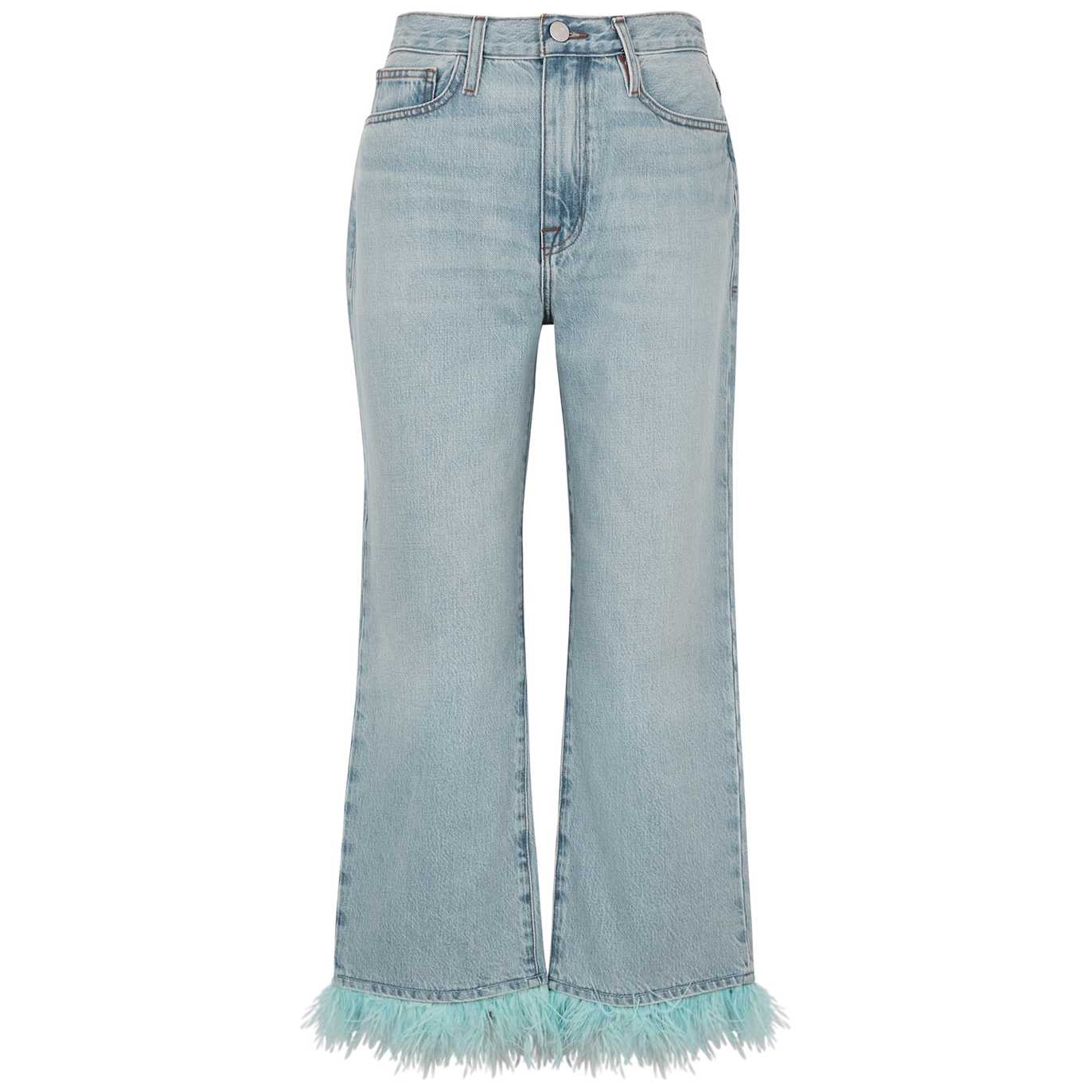 FRAME LE DANCING JANE CROP FEATHER-TRIMMED JEANS