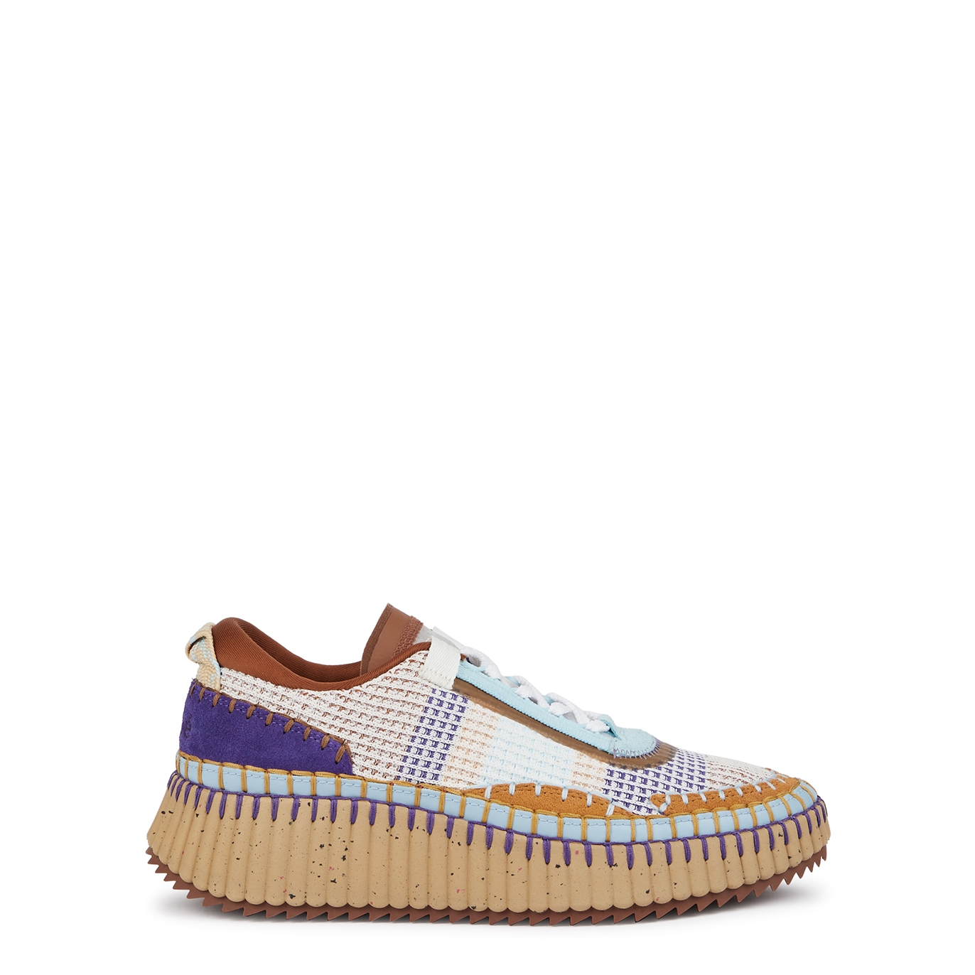 Chloé Nama Panelled Recycled Mesh Sneakers - Brown - 8
