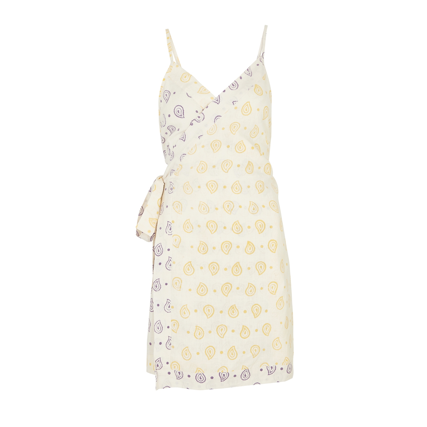 Cloe Cassandro Susie Printed Linen-blend Mini Wrap Dress In Cream